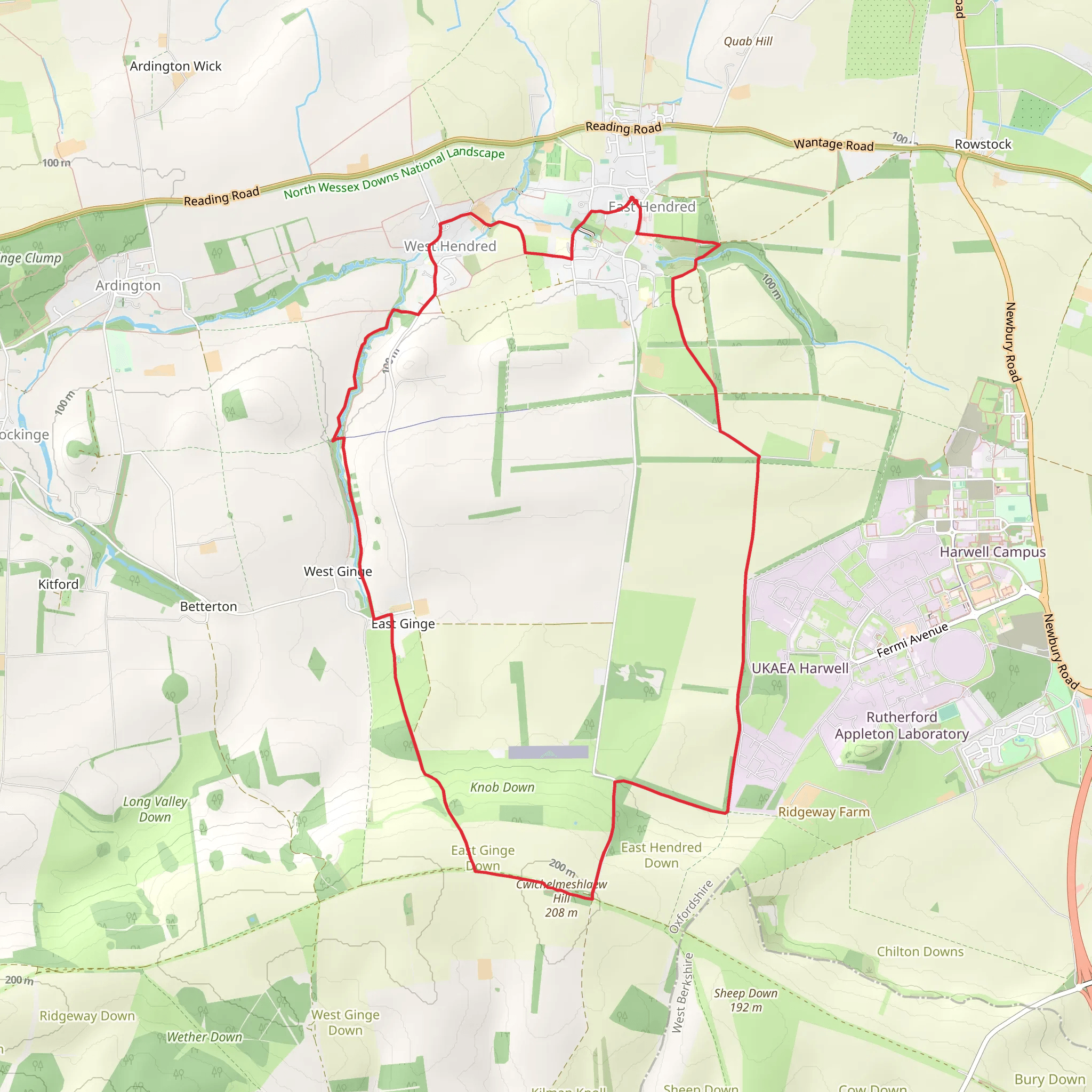 East Hendred Loop mobile static map