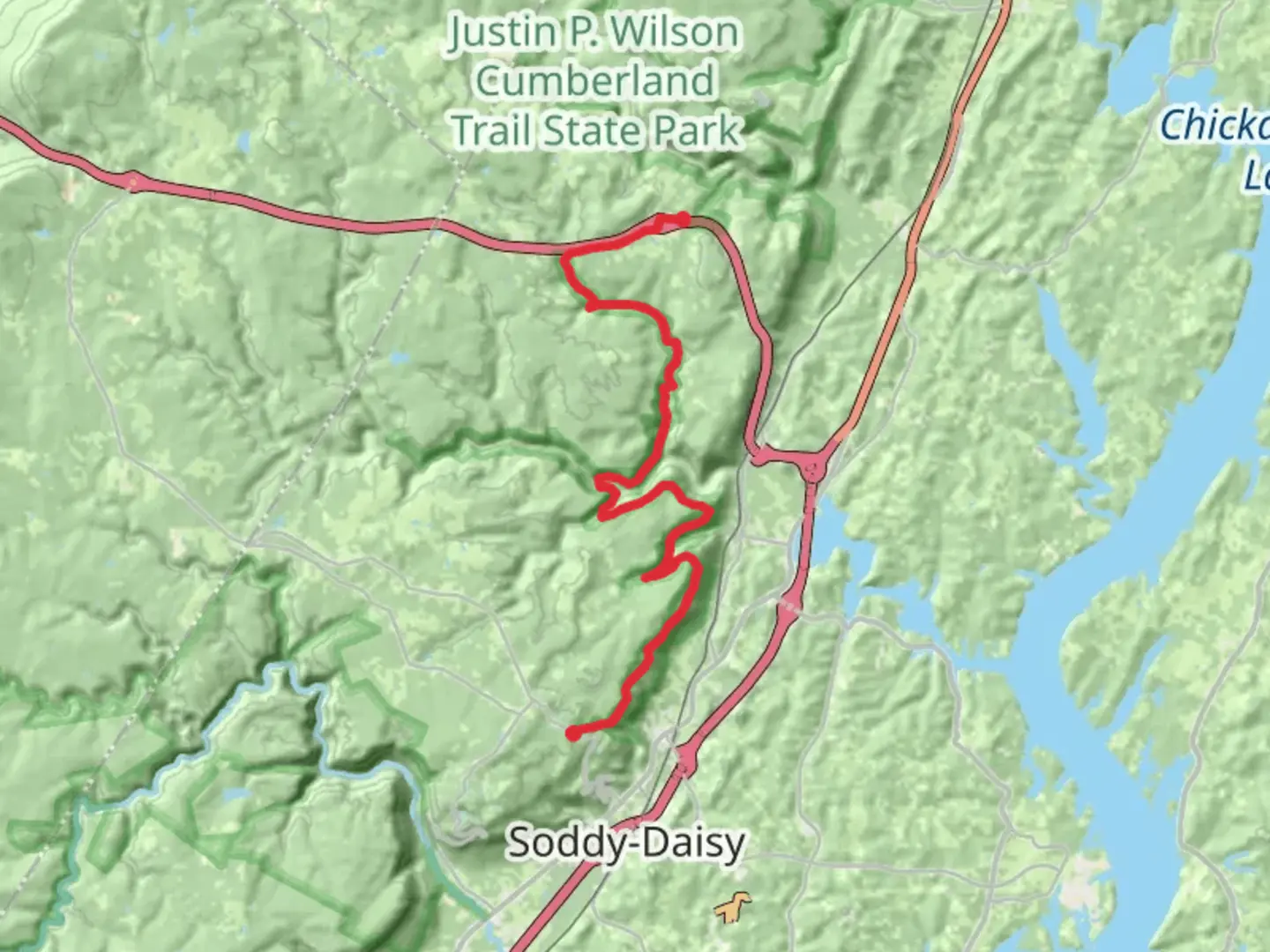 An image depicting the trail Cumberland Trail from Mowbray Pike and its surrounding area.
