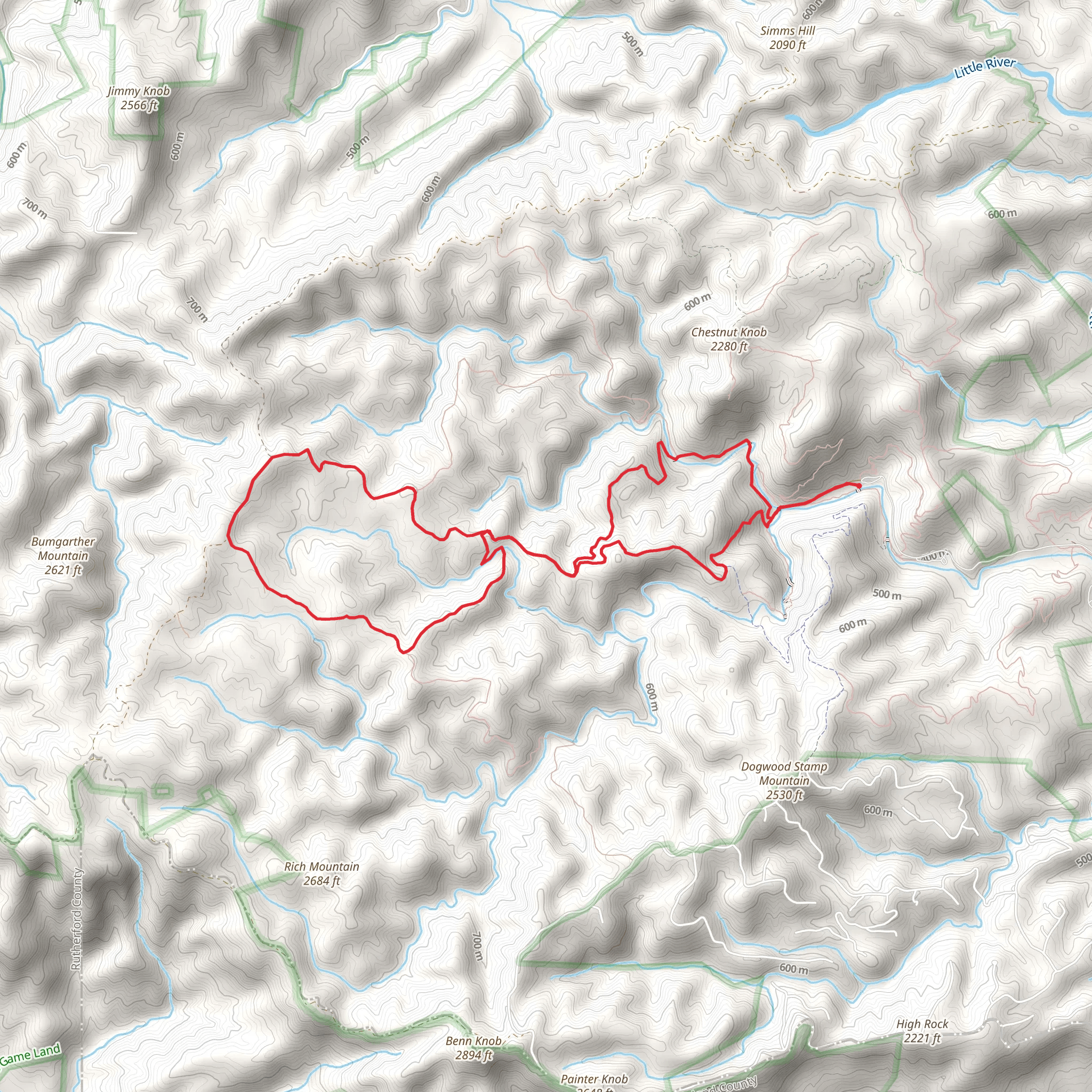 Shinny Creek and Jacob Fork Loop mobile static map