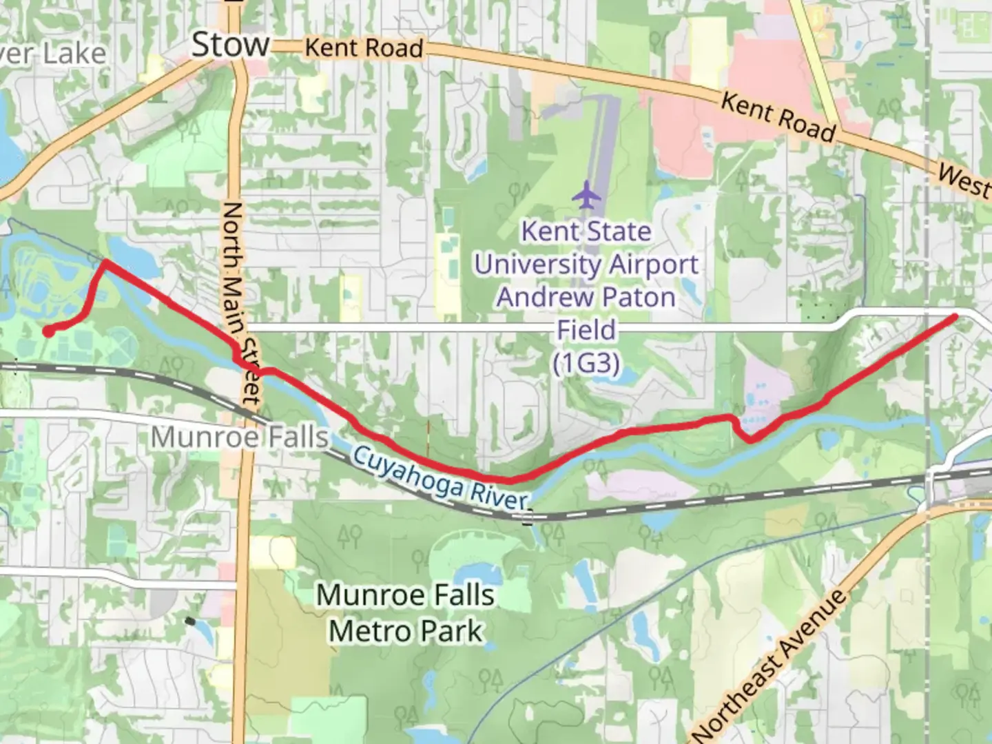 An image depicting the trail Walk along Cuyahoga River and its surrounding area.