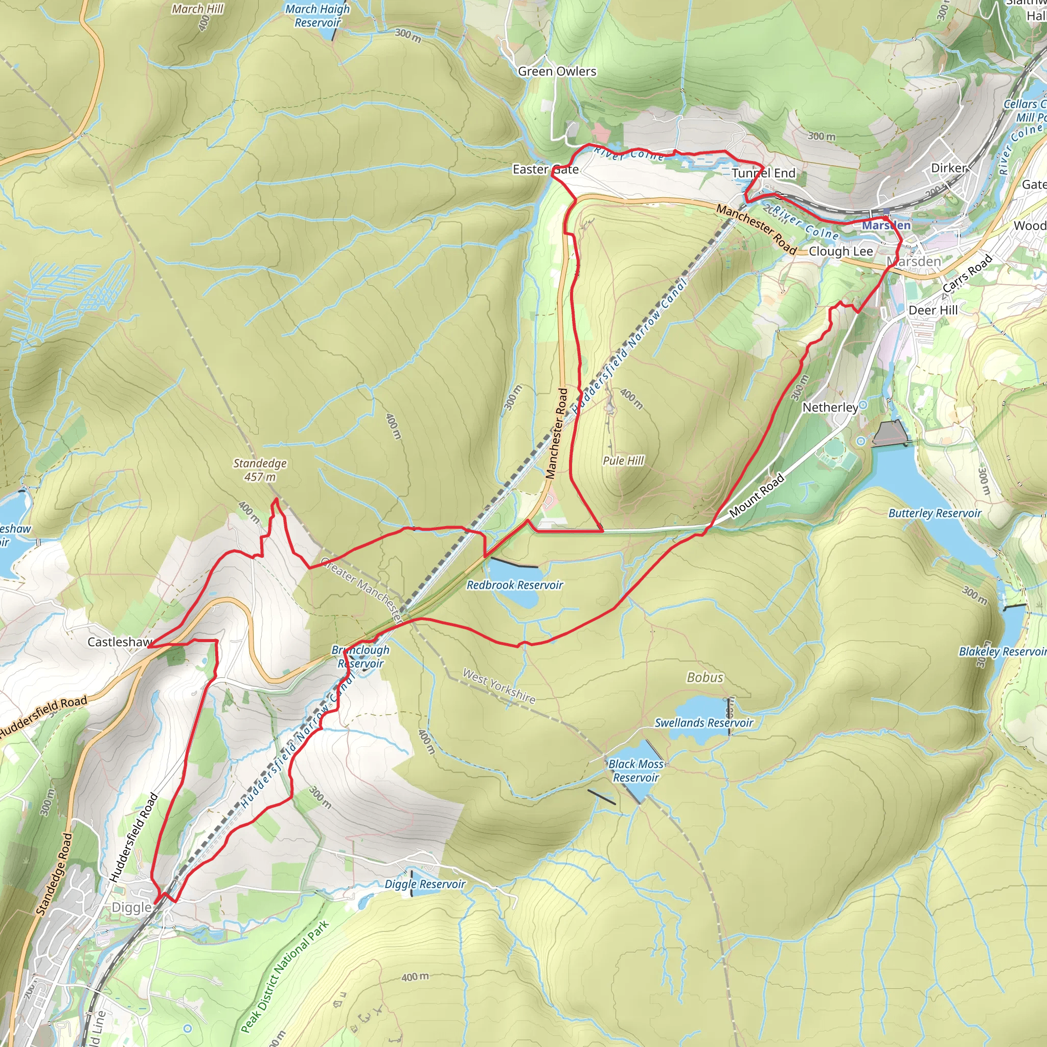Marsden and The Standedge Trail mobile static map
