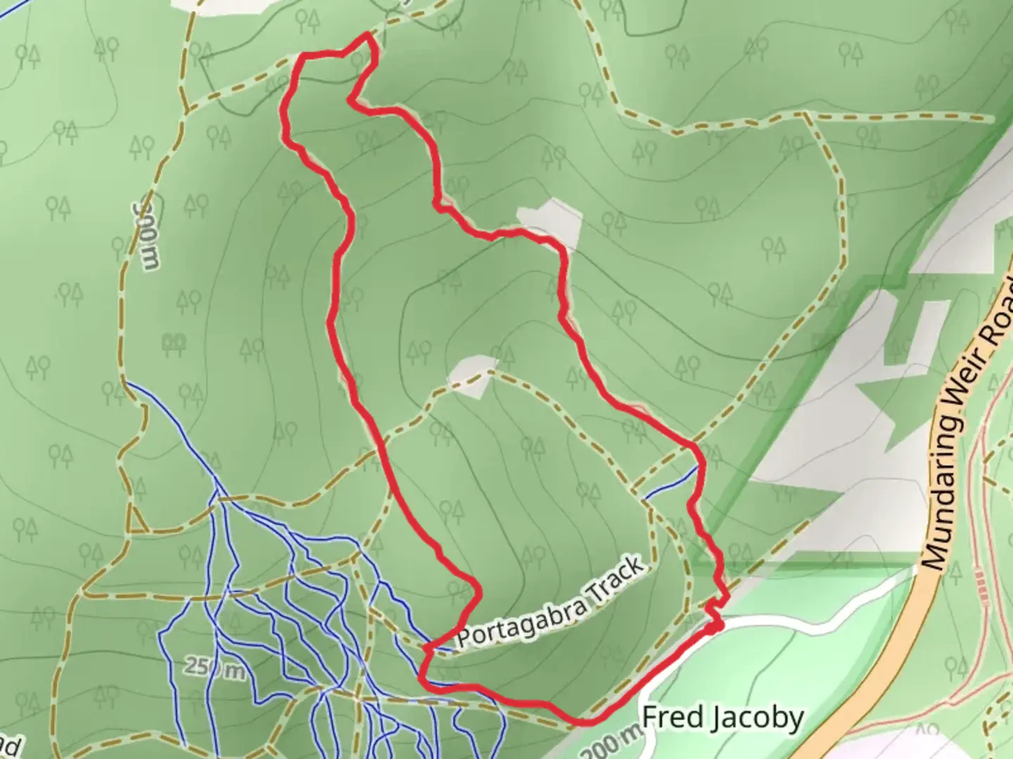 An image depicting the trail Portagabra Track and its surrounding area.