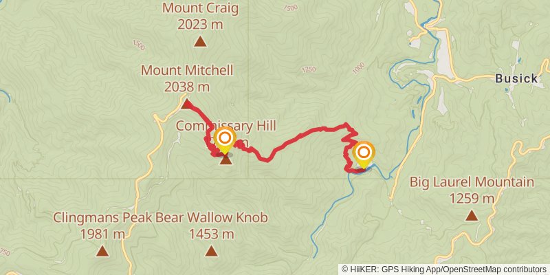 Mount Mitchell Trail stage 2 Map