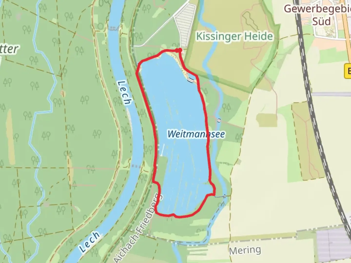 An image depicting the trail Weitmannsee Loop and its surrounding area.
