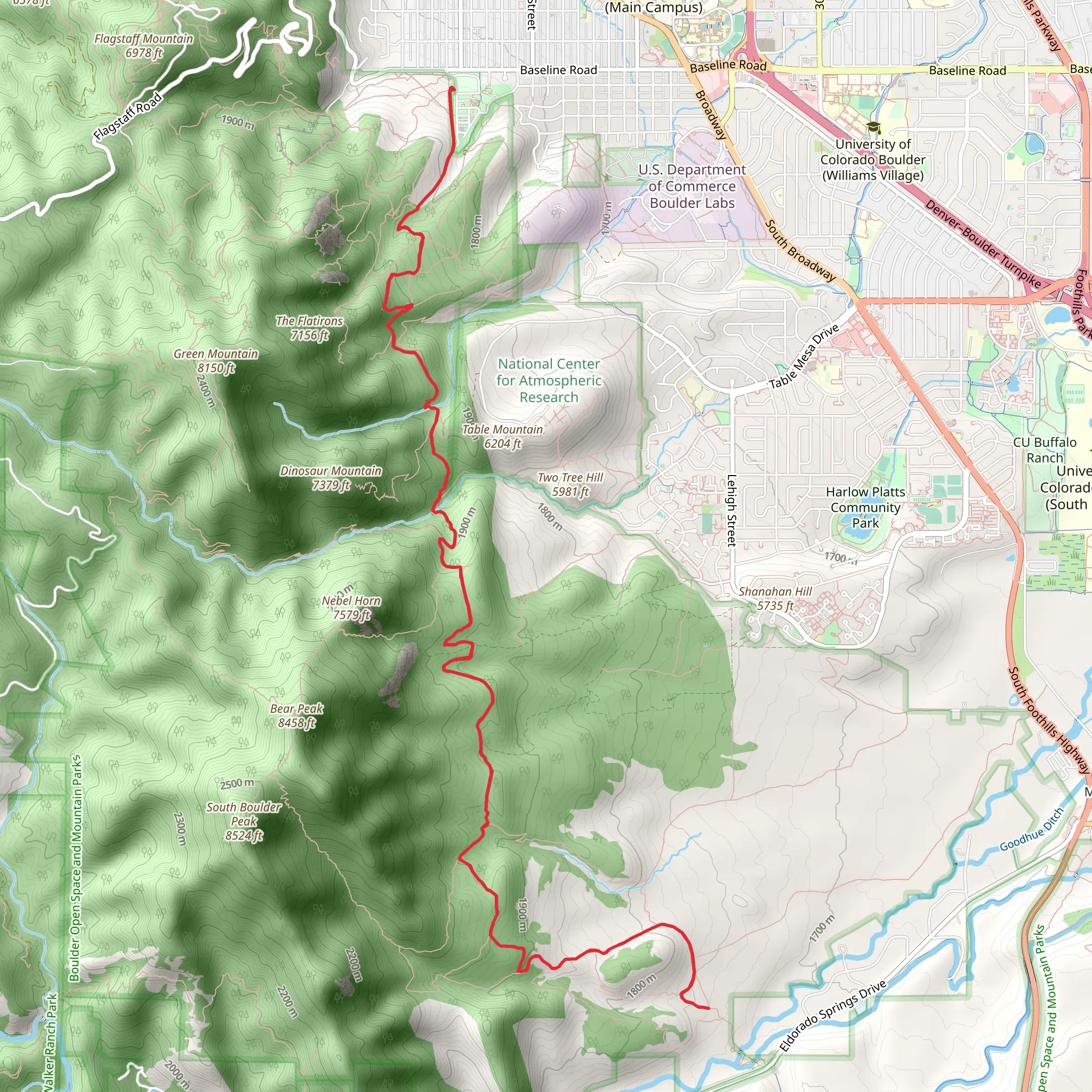 Mesa Trail - Chautauqua Park mobile static map