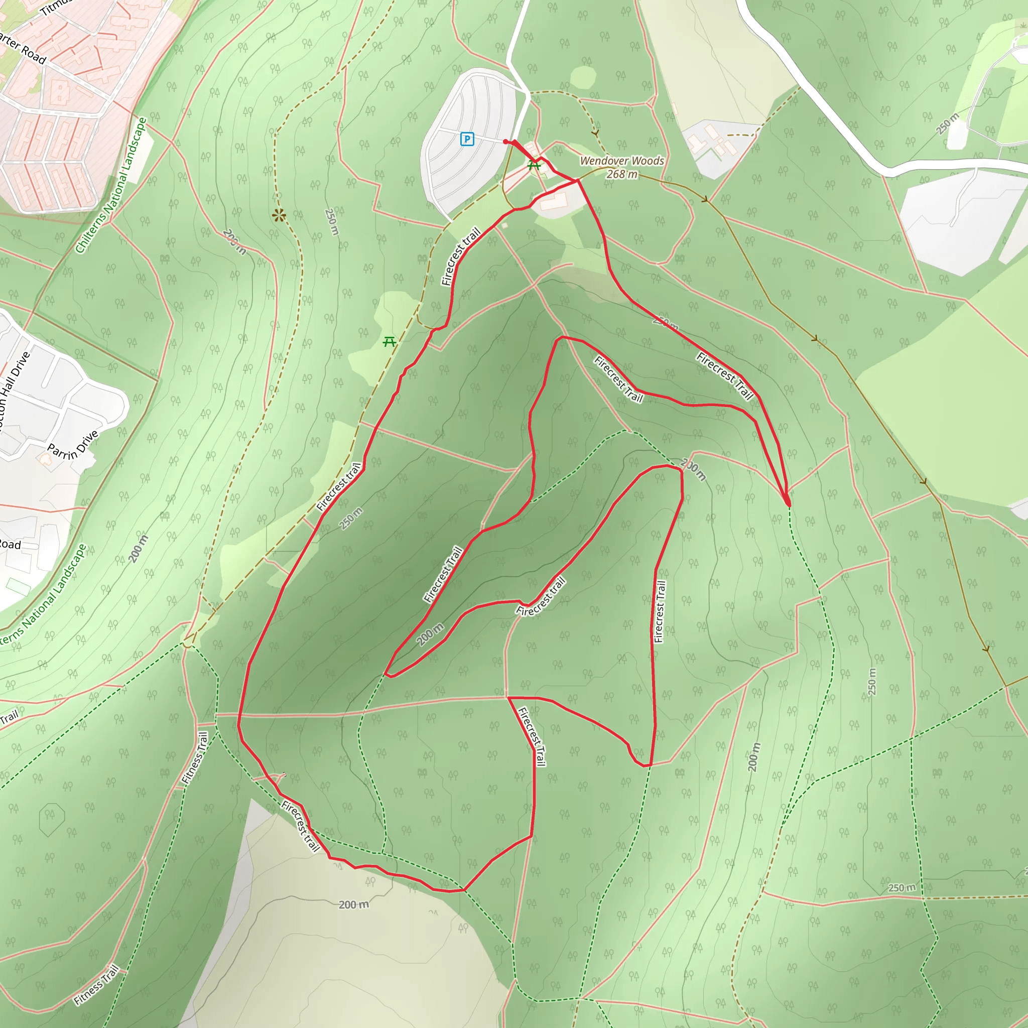 Wendover Wood and Firecrest Trail mobile static map