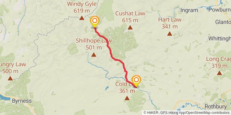 Ravenglass to Berwick - upon - Tweed Walk stage 15 Map