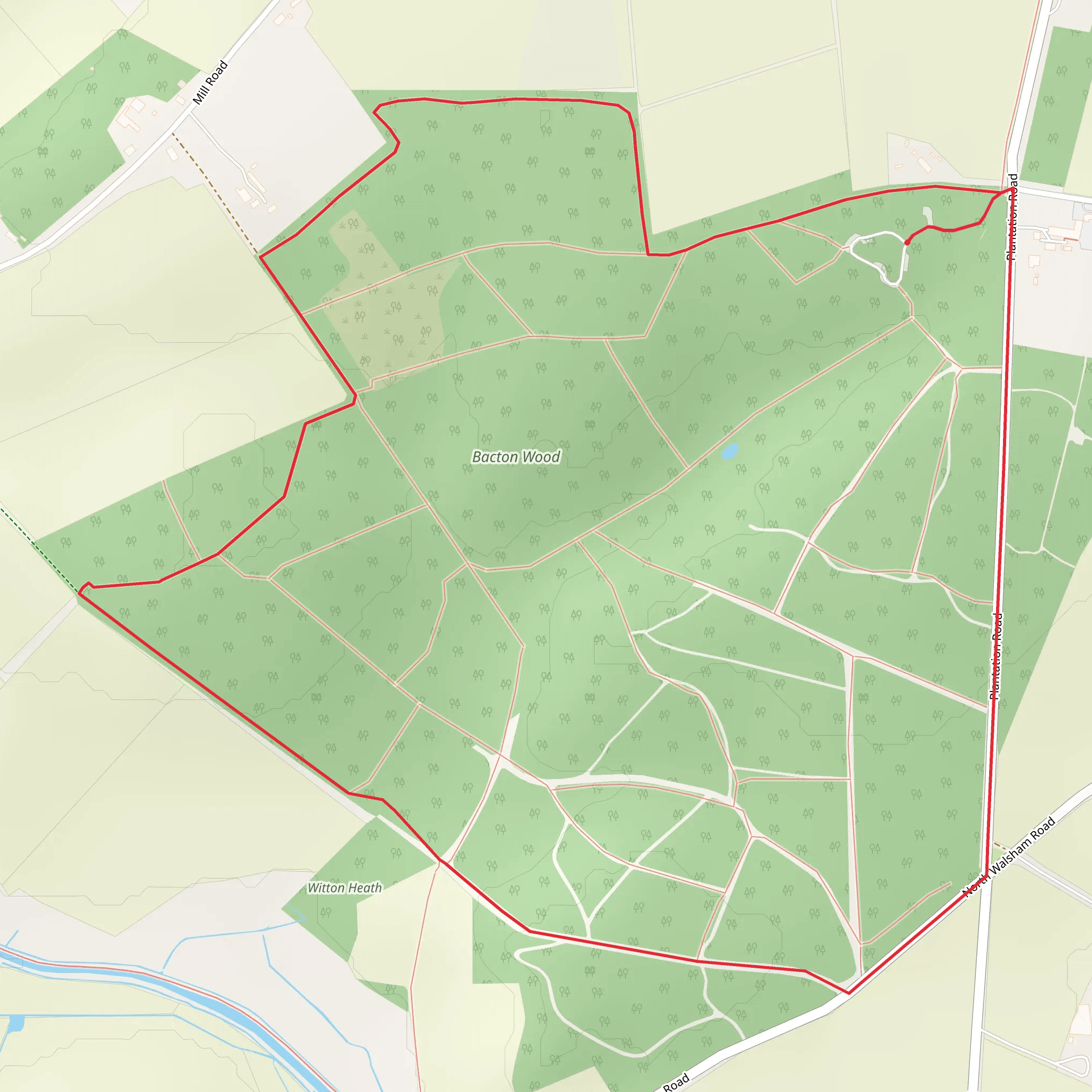 Bacton Wood Loop mobile static map