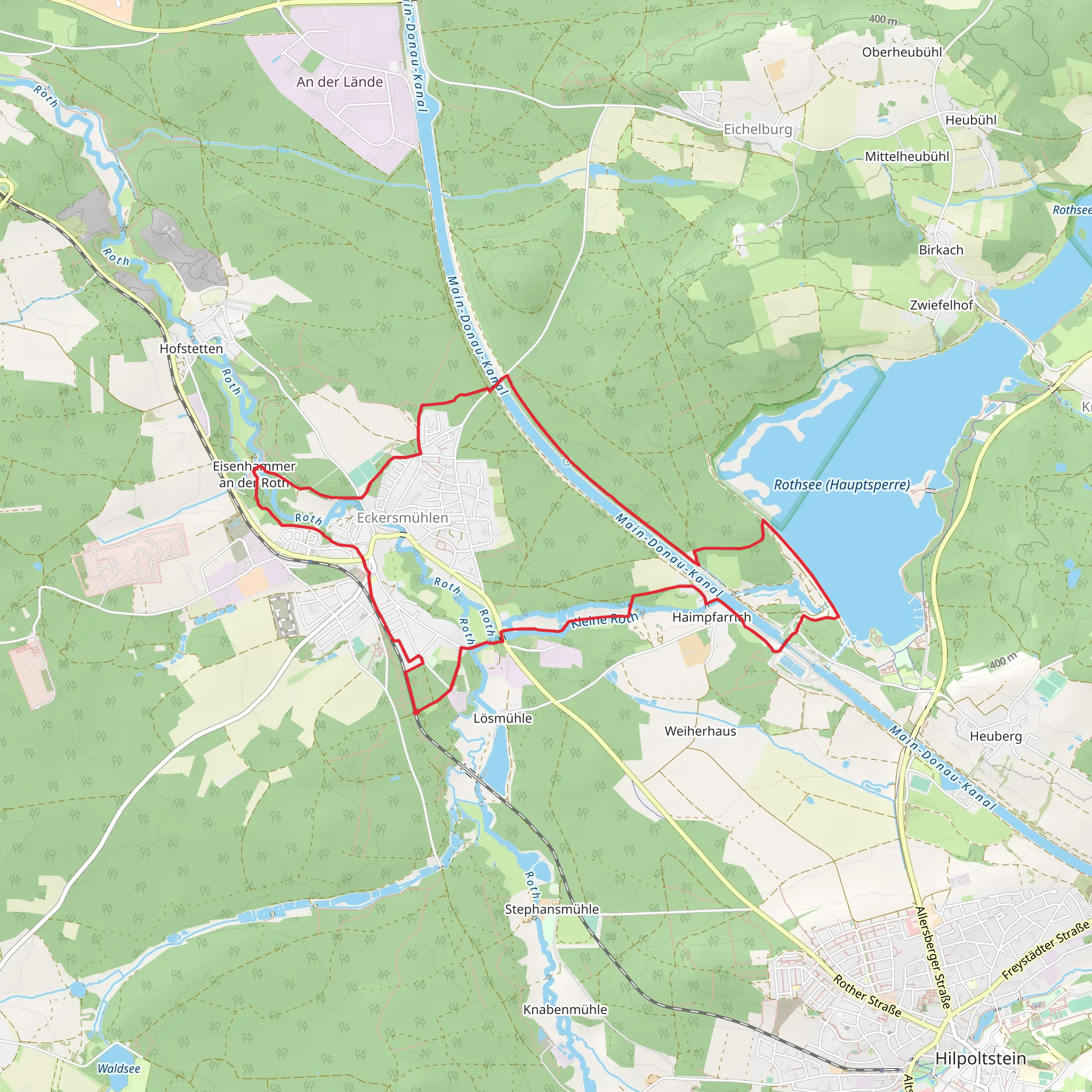 Main-Donau-Kanal via Der Seenlaender mobile static map