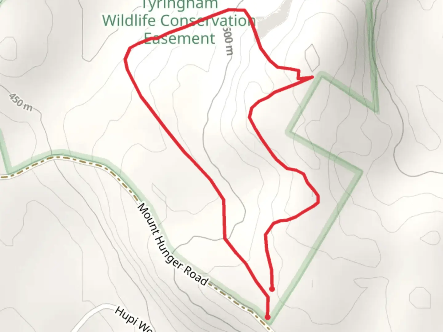 An image depicting the trail Mount Hunger Road Loop and its surrounding area.
