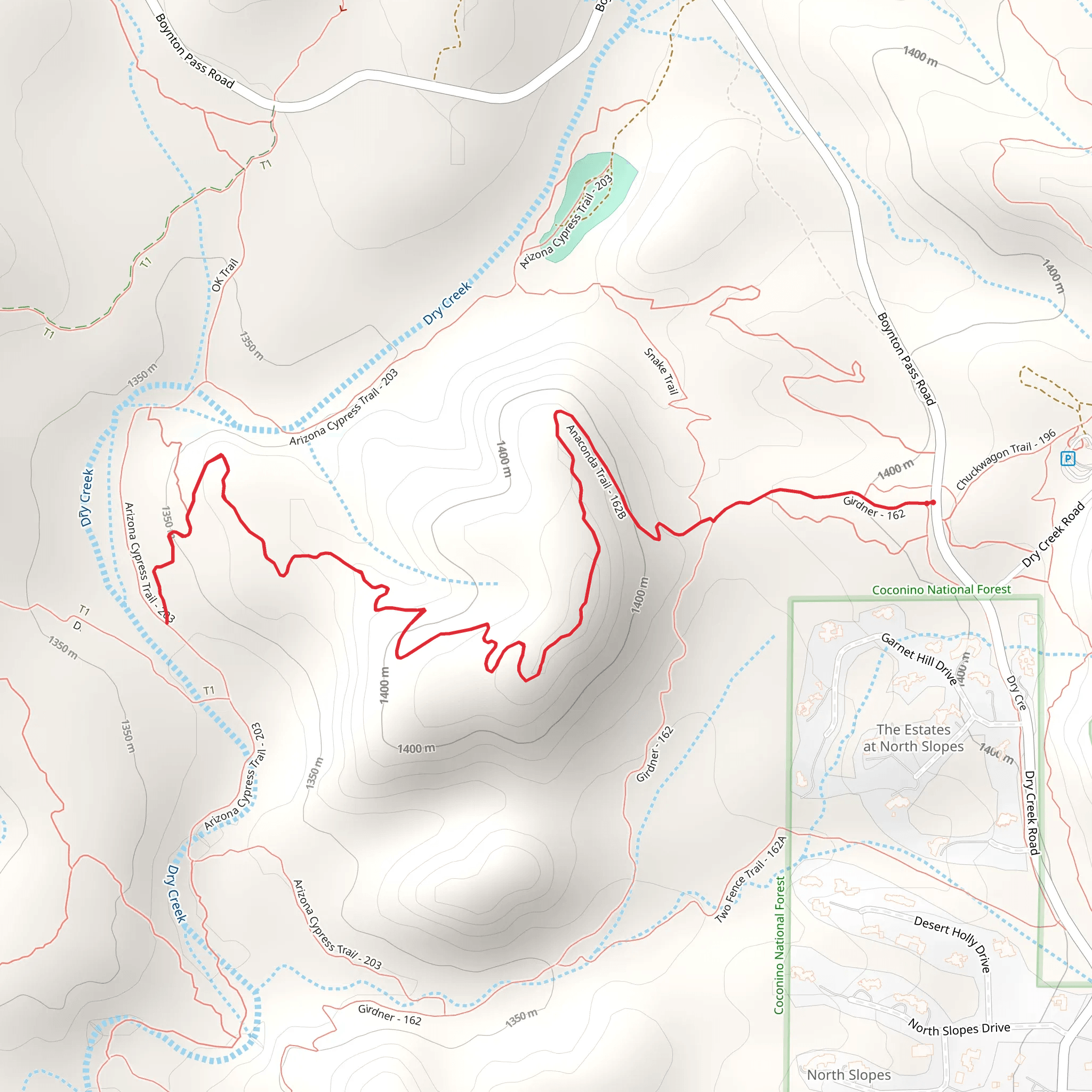Anaconda Trail via Girdner Trail mobile static map