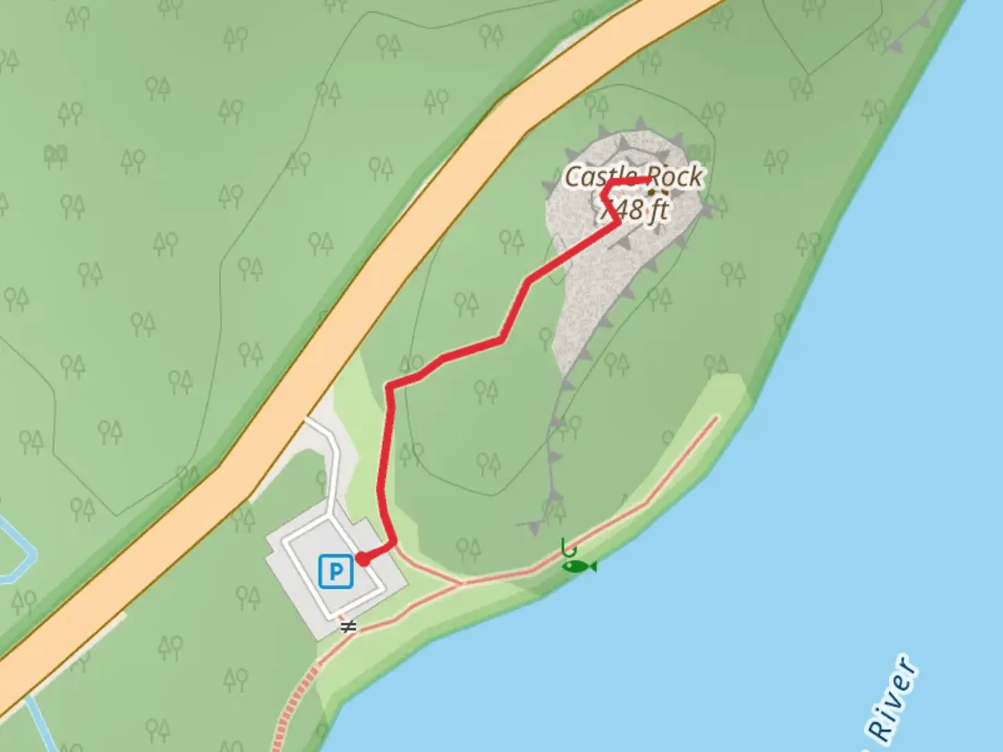 An image depicting the trail Castle Rock and its surrounding area.