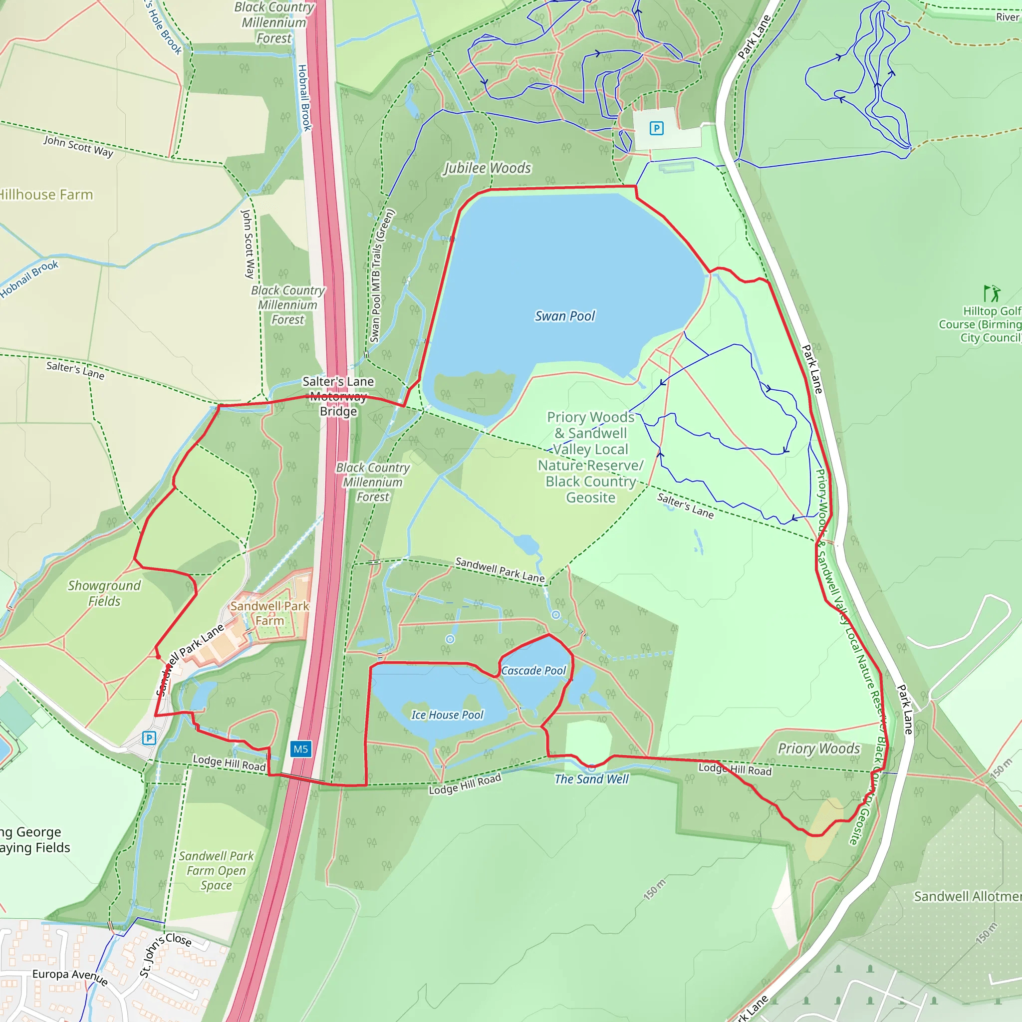 Sandwell Valley Country Park Circular Walk mobile static map