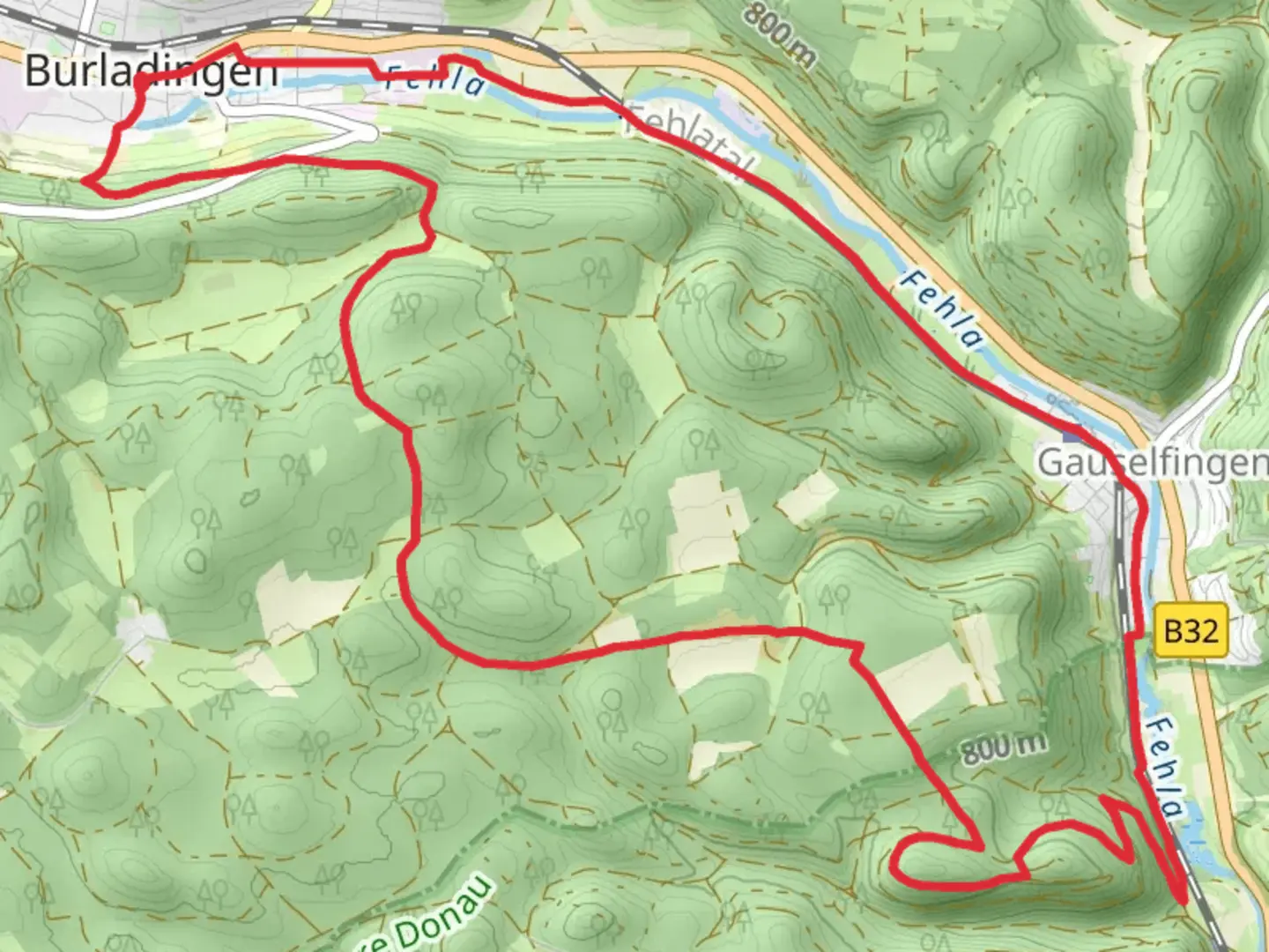 An image depicting the trail Burladingen and Hinterlichtenstein Loop and its surrounding area.