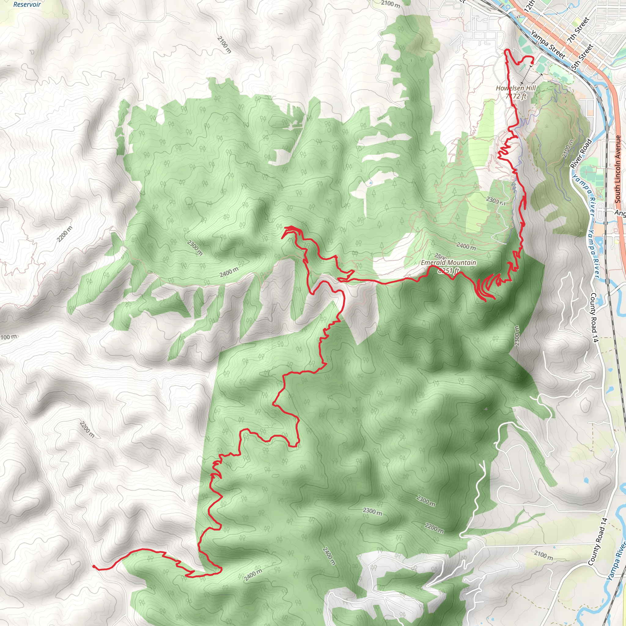 Emerald Mountain and Howelsen Hill via Beall Trail mobile static map