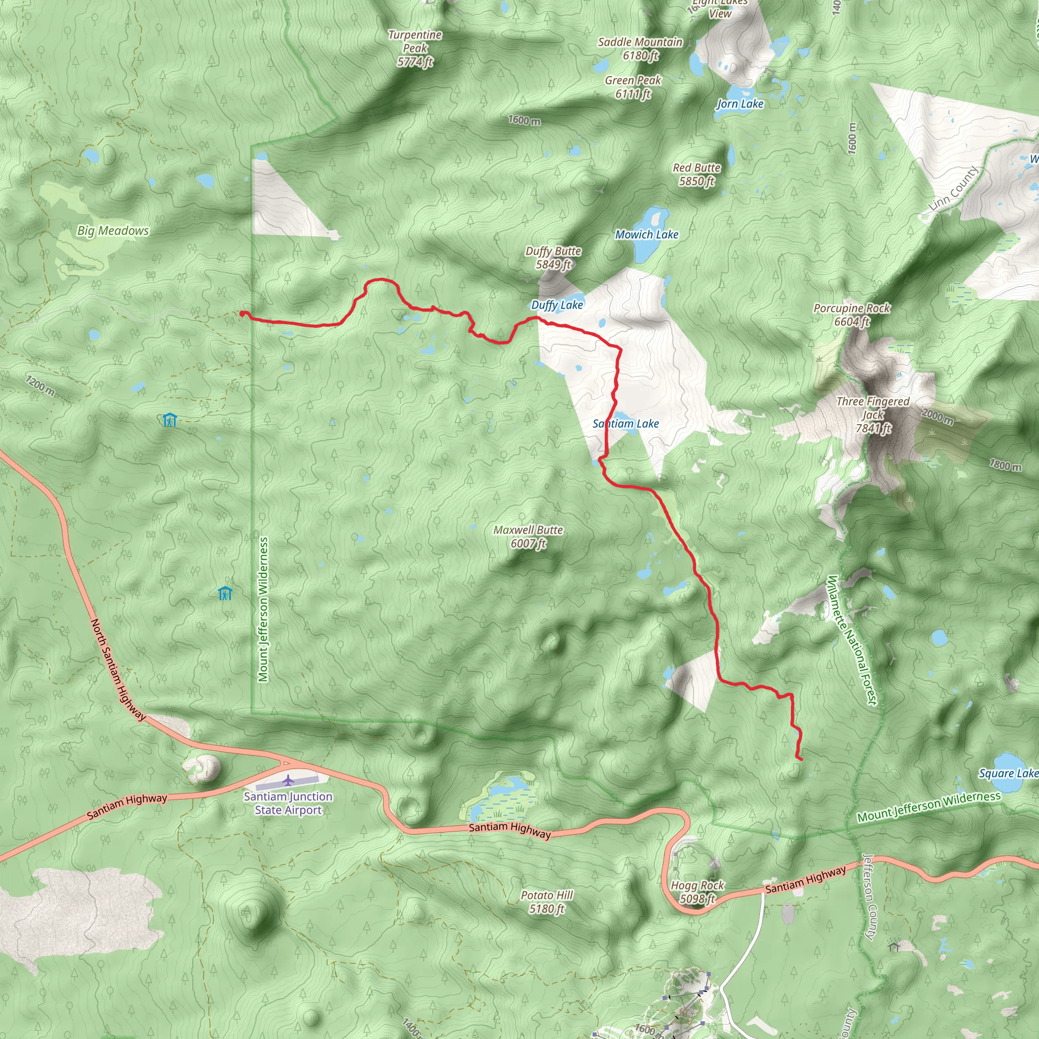Santiam Lake via Duffy Lake Trail mobile static map