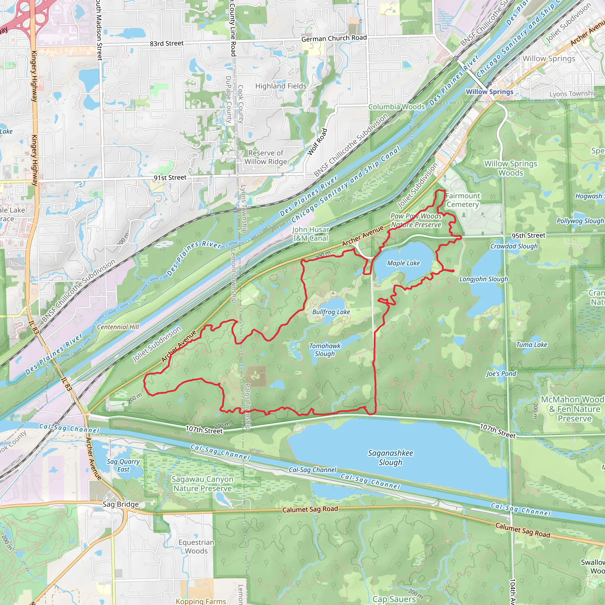 Maple Lake, Bullfrog Lake and Tomahawk Slough Loop mobile static map