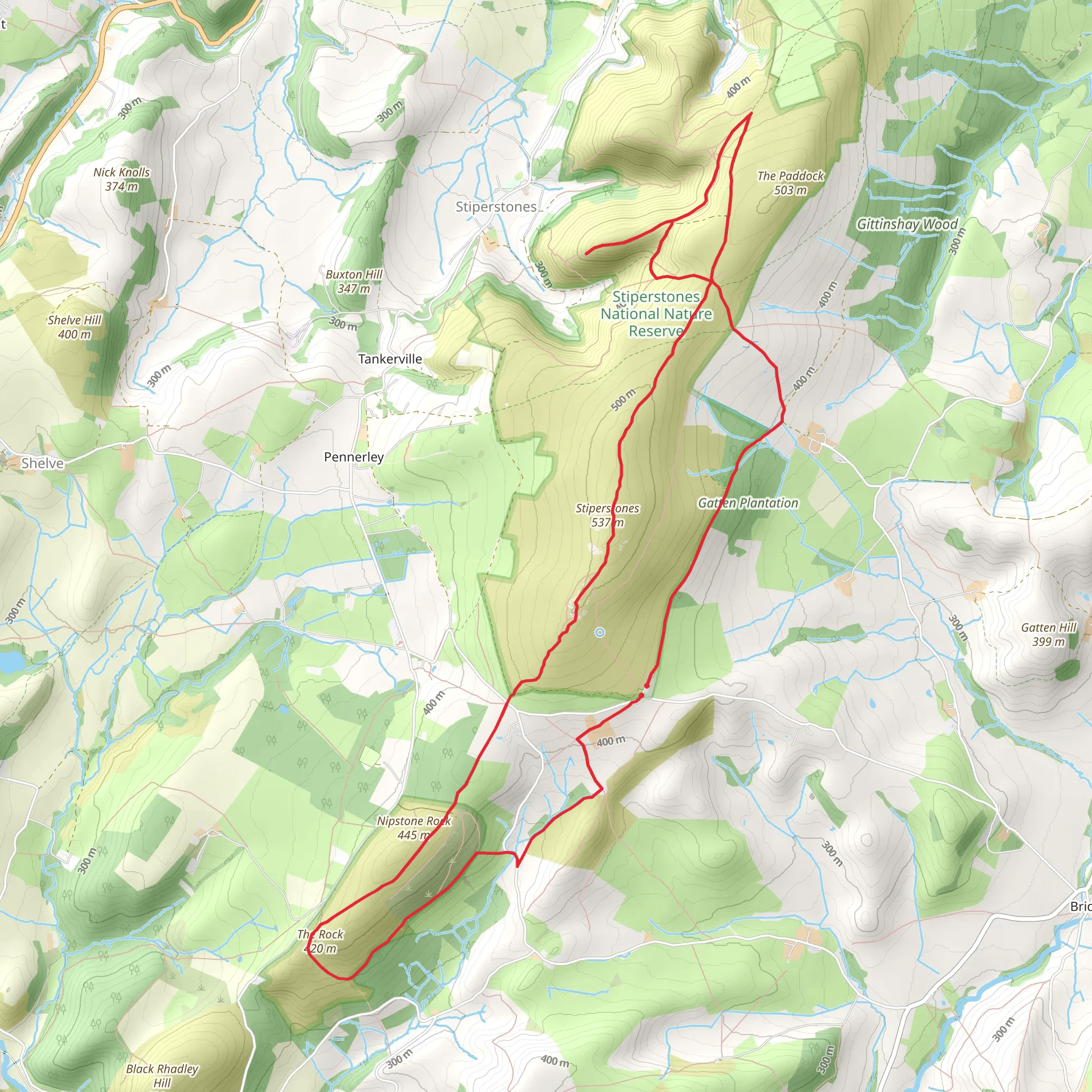 Stiperstones and Green Hill mobile static map