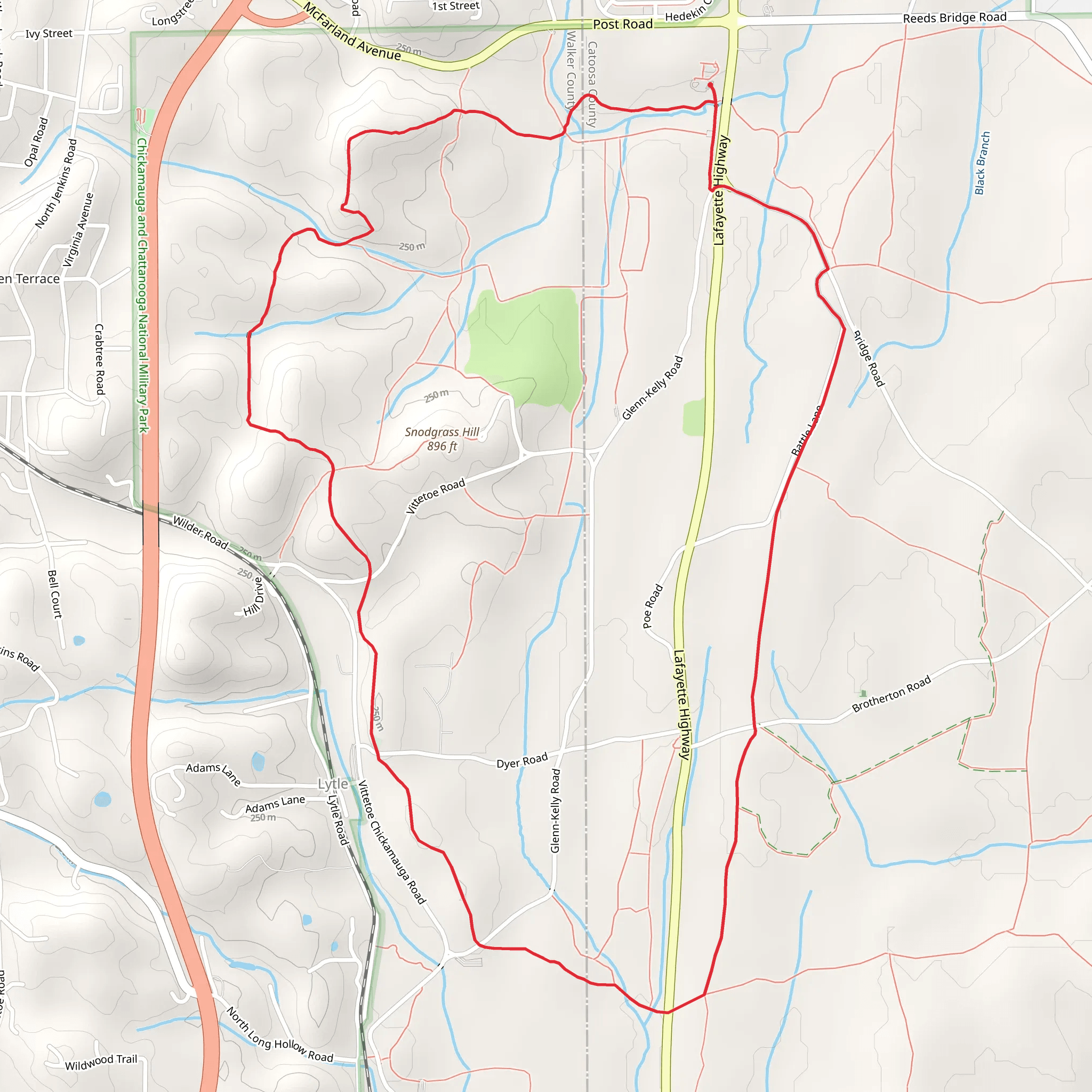 Chickamauga and Chattanooga National Military Park Loop - West mobile static map