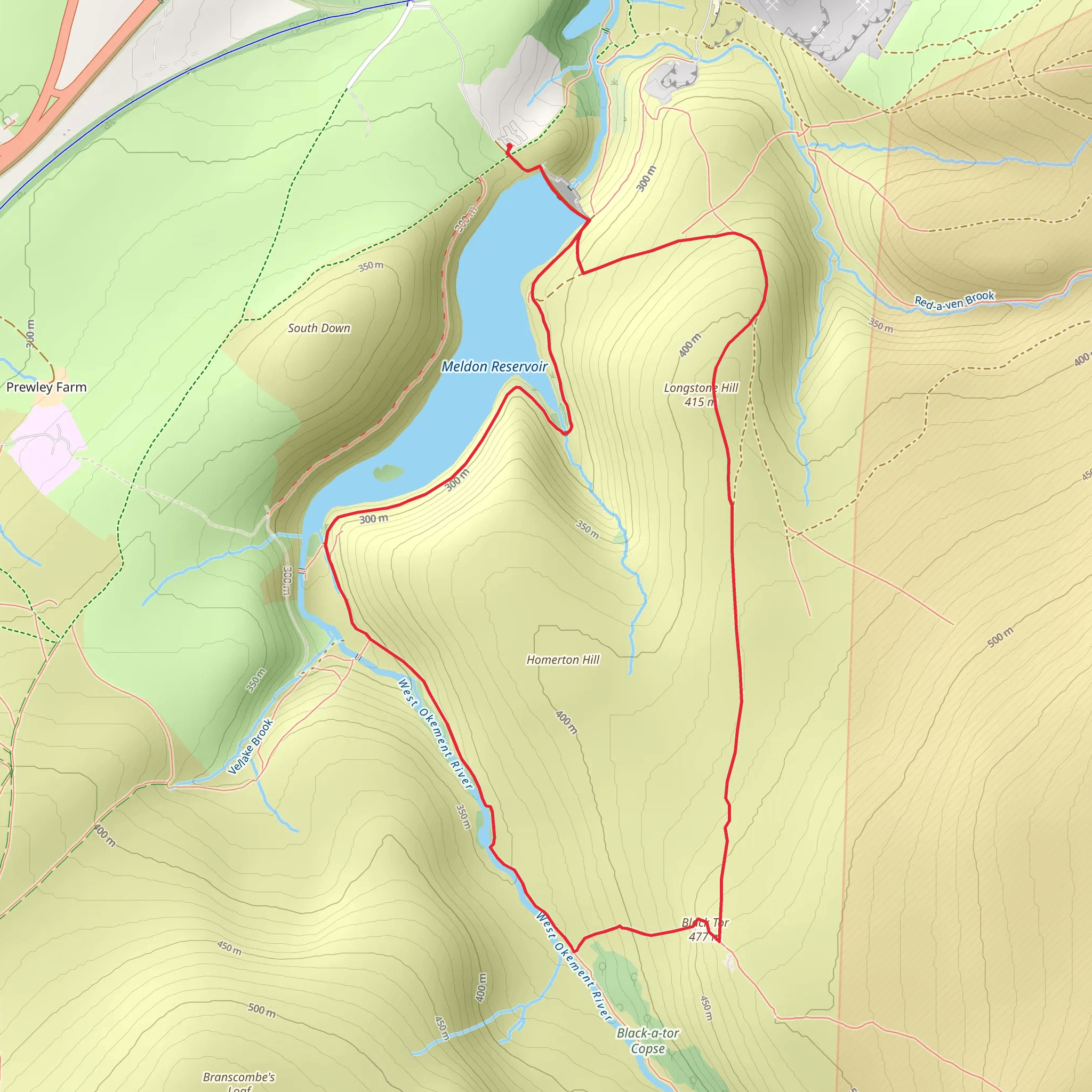 Meldon Reservoir and Longstone Hill Loop mobile static map