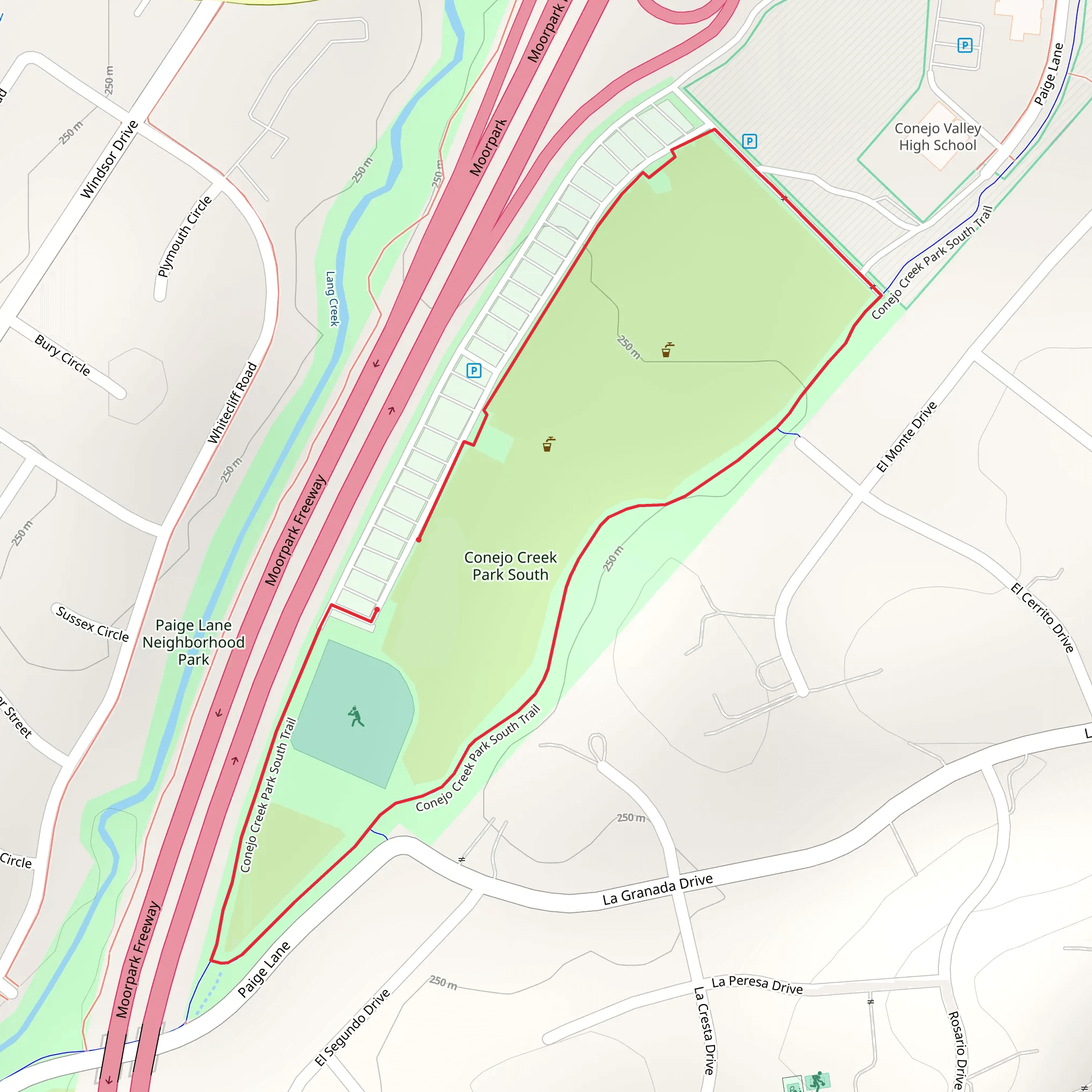 Conejo Creek Park South Loop Trail mobile static map