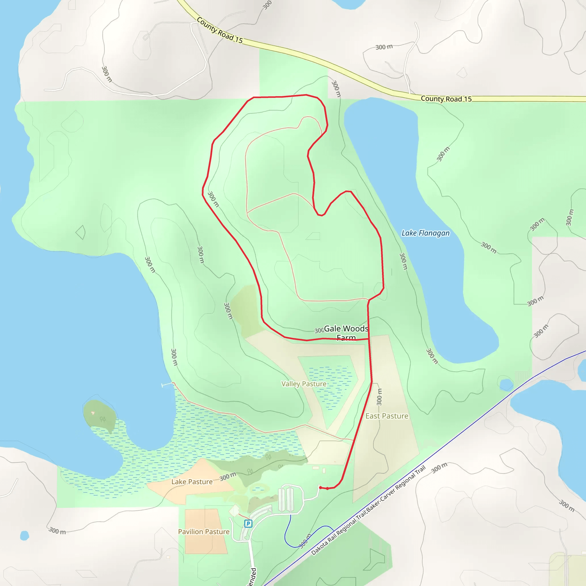 Gale Woods Farm and Lake Flanagan Westside Loop mobile static map