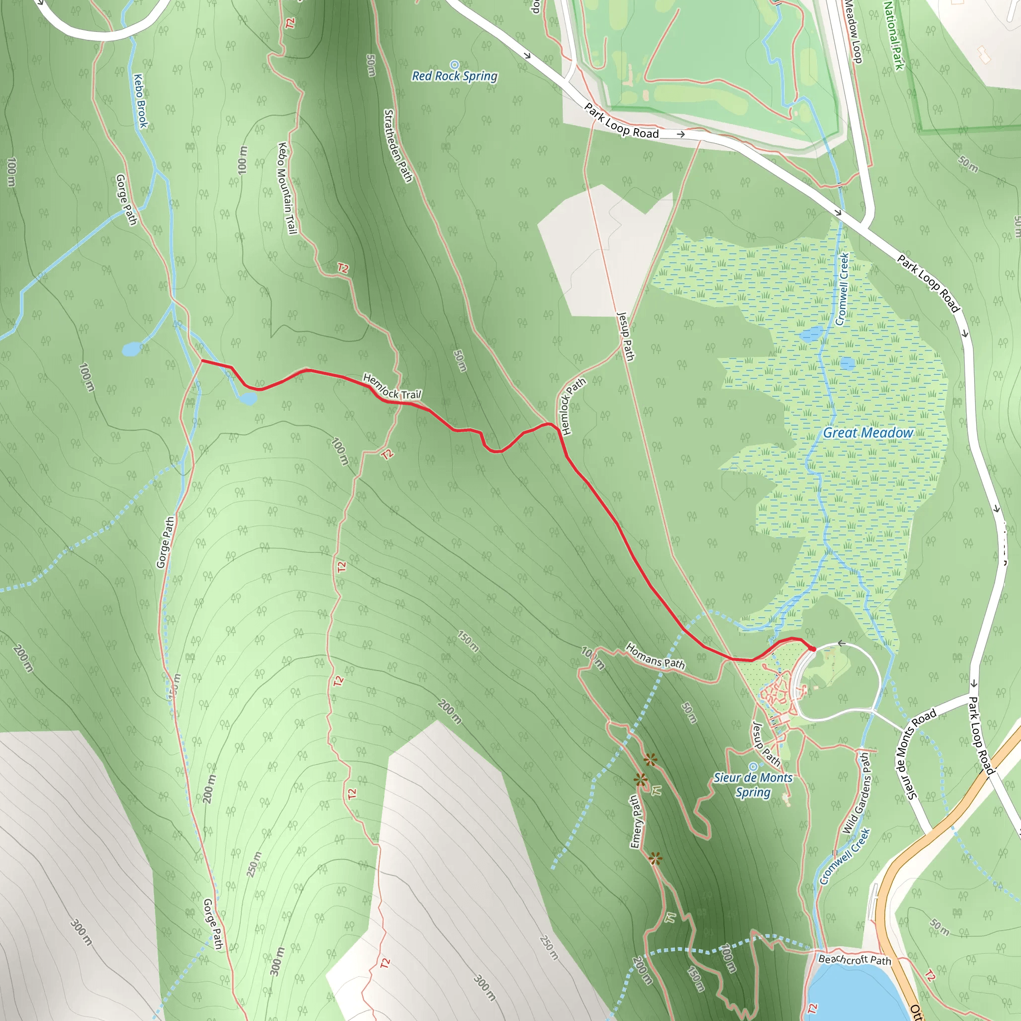 Hemlock Trail via Homans Path Trail mobile static map