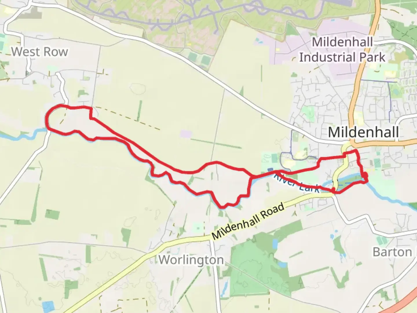 An image depicting the trail River Lark Loop and its surrounding area.