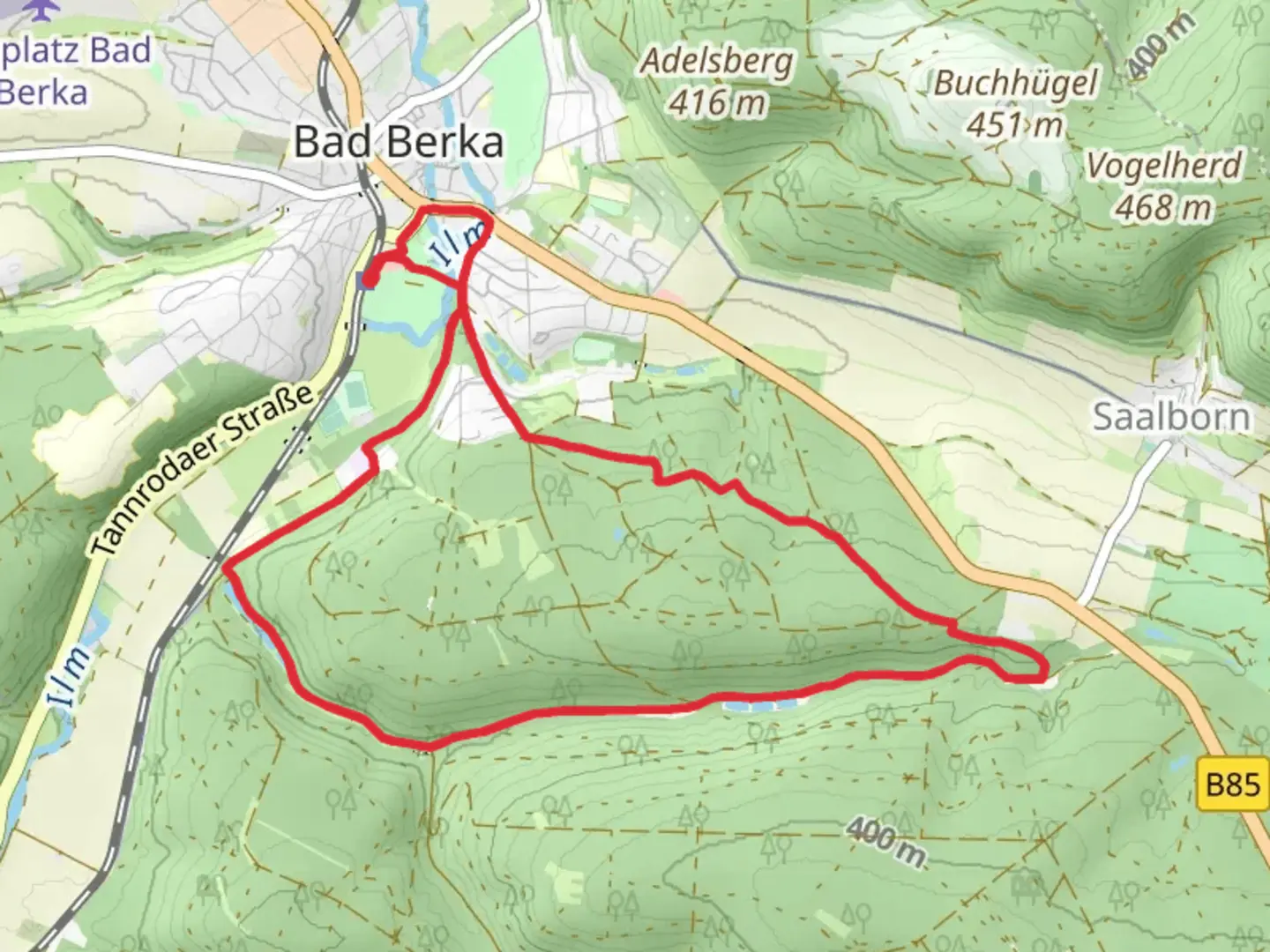 An image depicting the trail Heinrich-Schuetz Weg and its surrounding area.