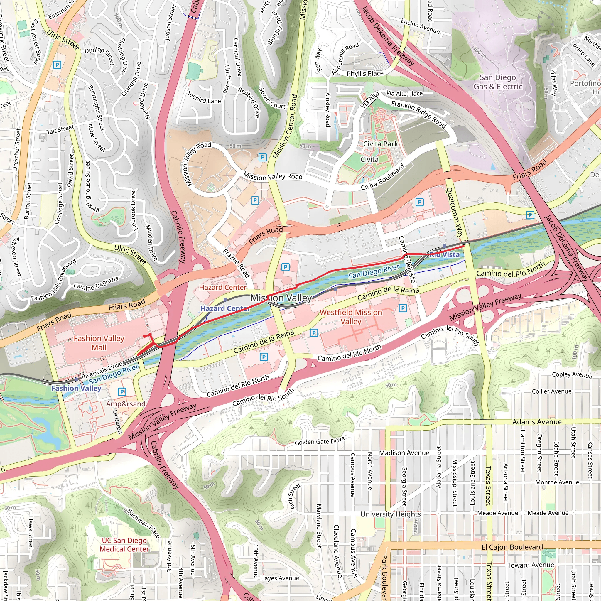 San Diego River Bikeway mobile static map