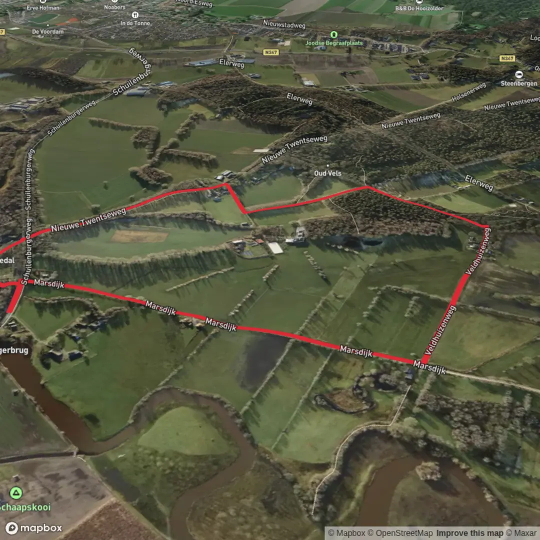 An image depicting the trail Overijssels Havezatenpad and Schuilenburg - Paarse Route and its surrounding area.
