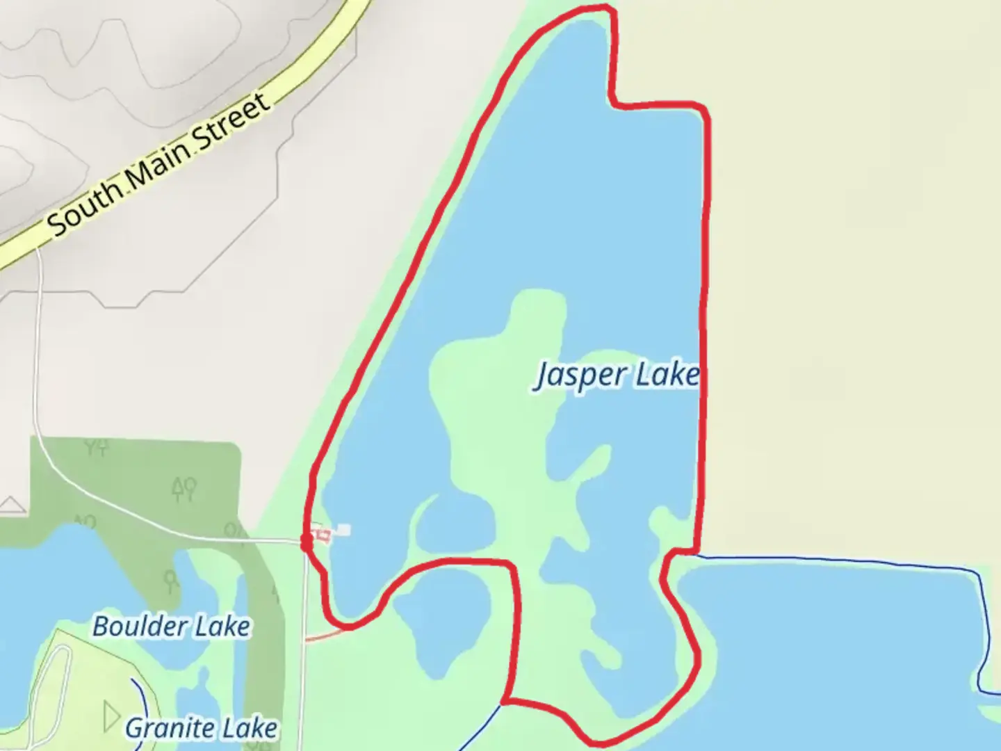 An image depicting the trail Jasper Lake Loop and its surrounding area.