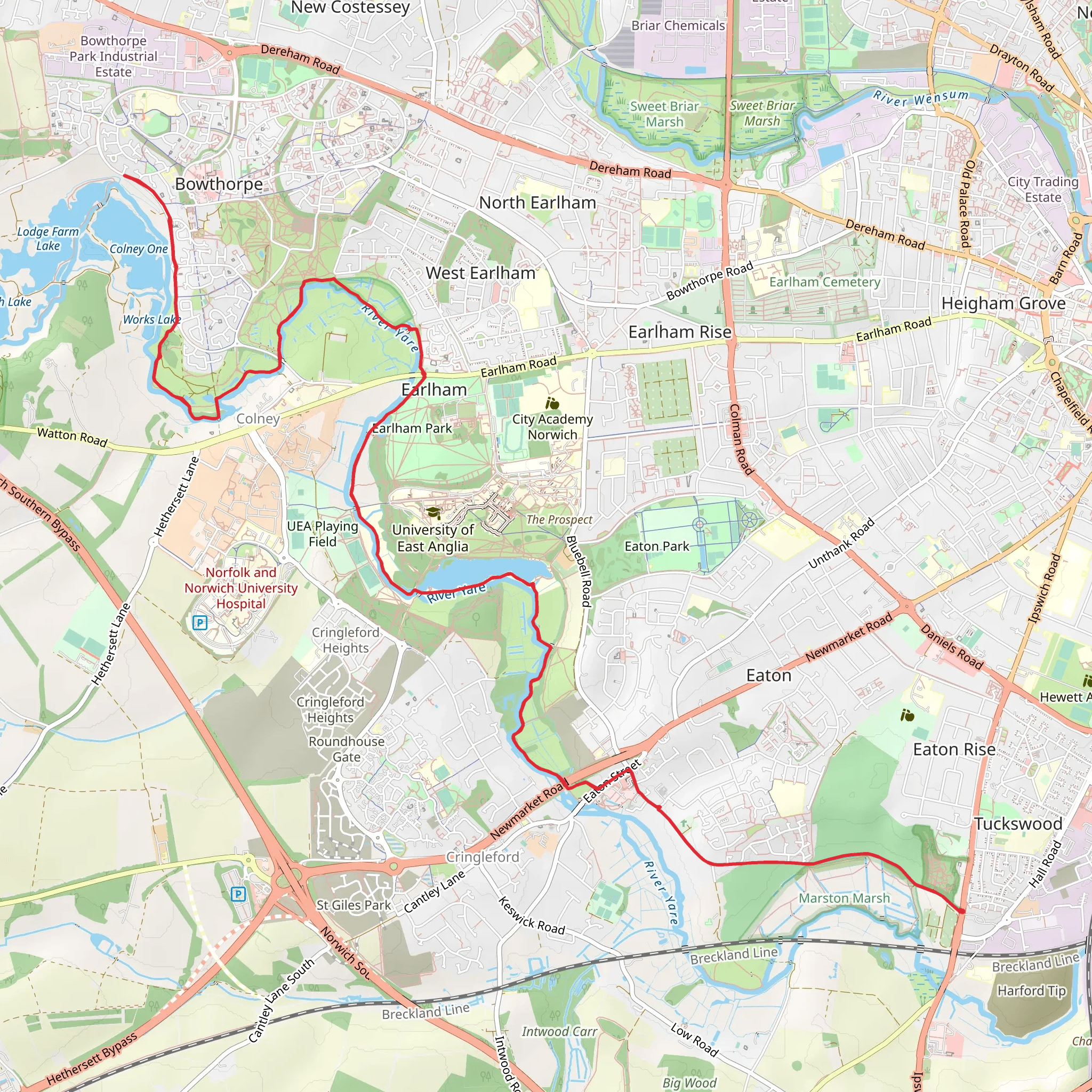Tuckswood to Bowthorpe Walk mobile static map