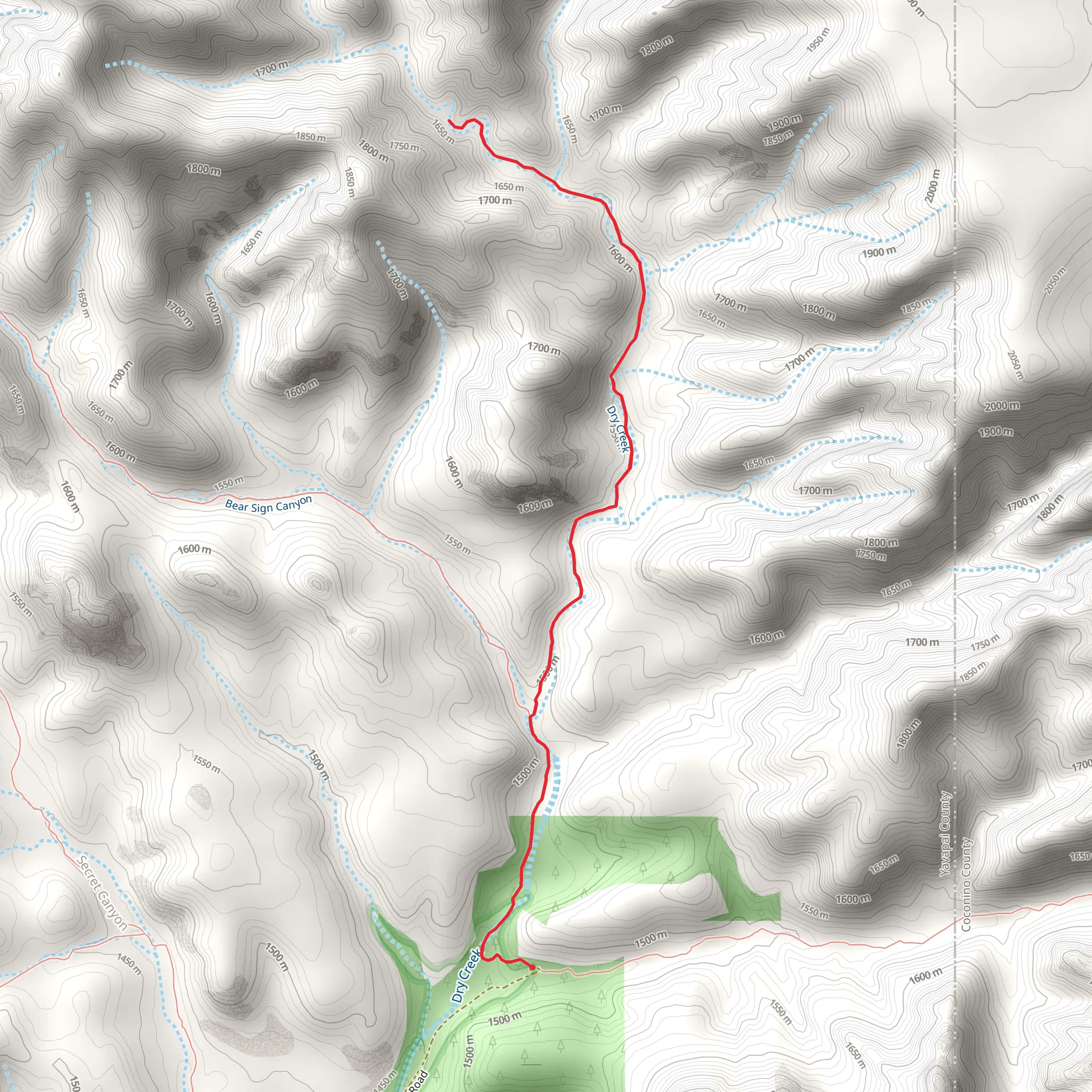 Dry Creek Trail from Dry Creek Road mobile static map