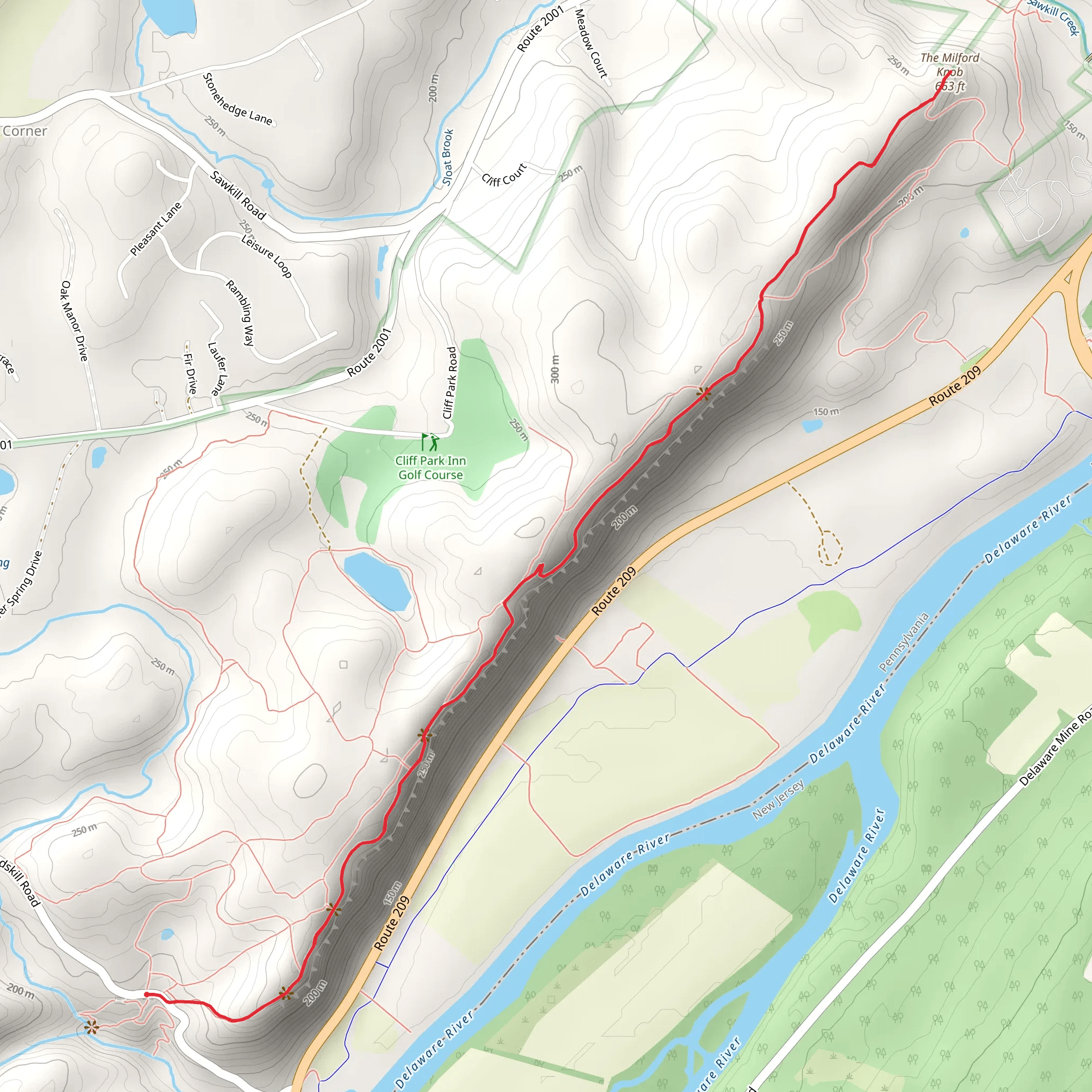 The Milford Knob via Cliff Trail mobile static map