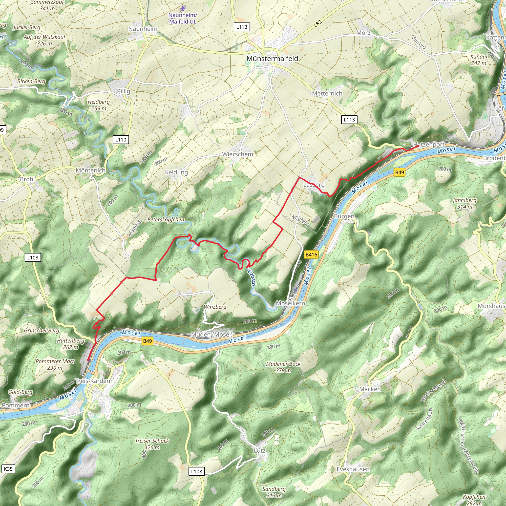 Treis Karden to Hatzenport Walk mobile static map