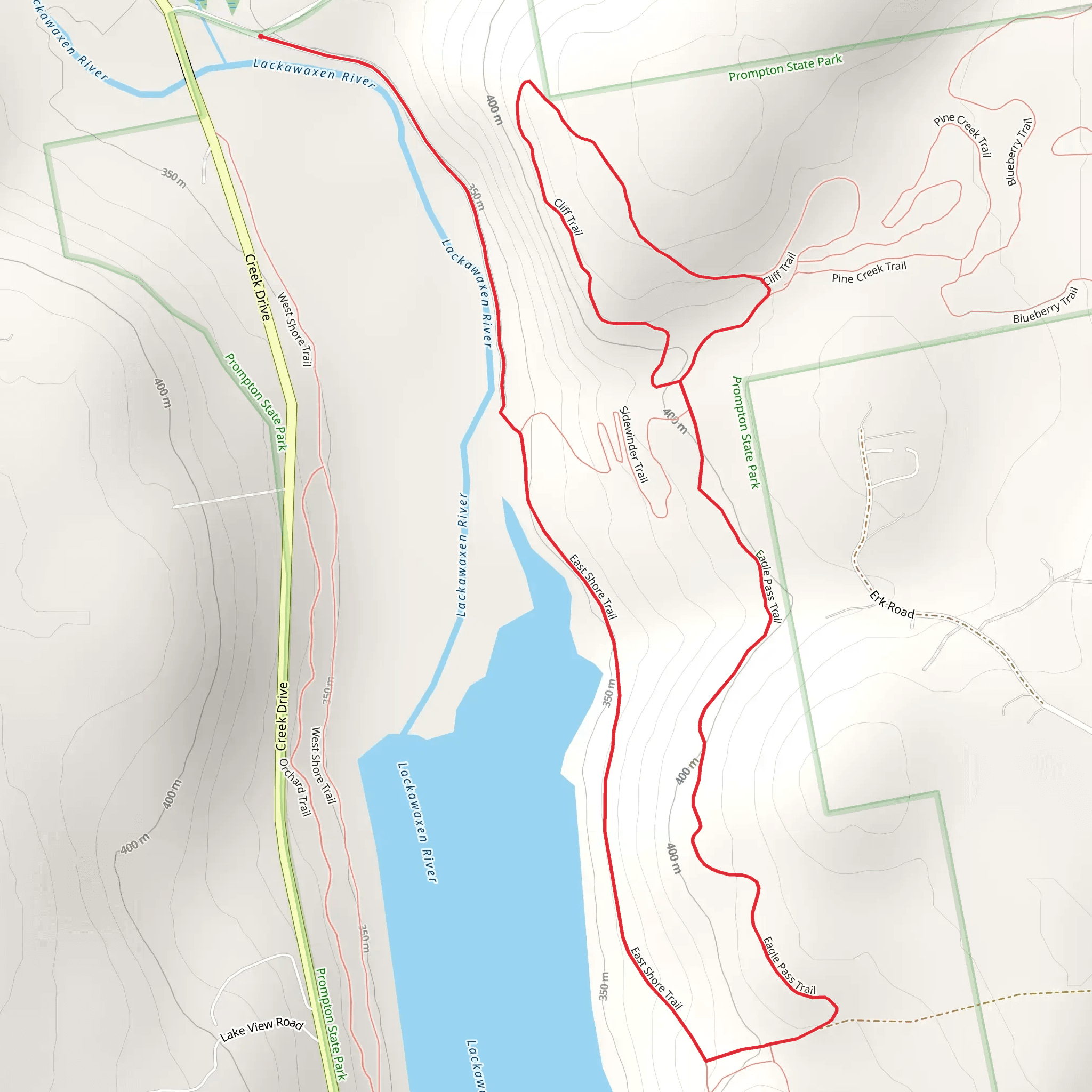 East Shore Trail and Cliff Trail Loop mobile static map