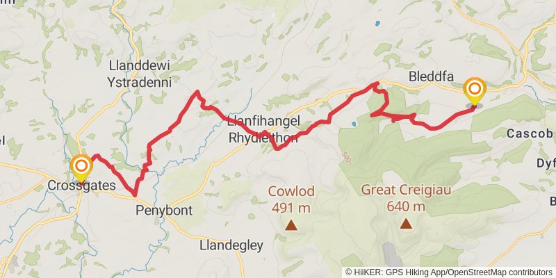 Elan Valley Way stage 8 Map
