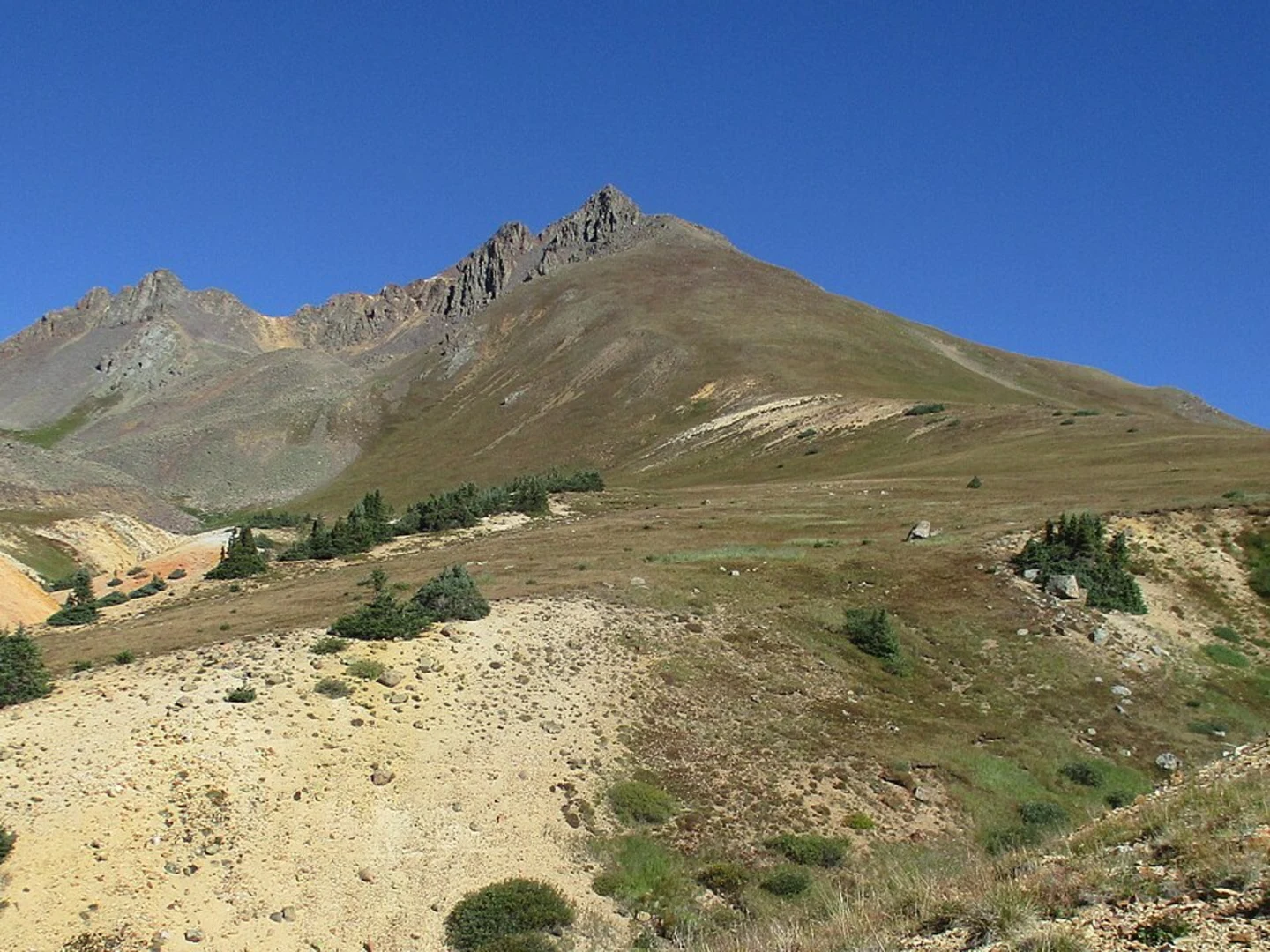 An image depicting the trail Matterhorn Peak and Uncompahgre Peak via Ridge Stock Driveway Trail and its surrounding area.