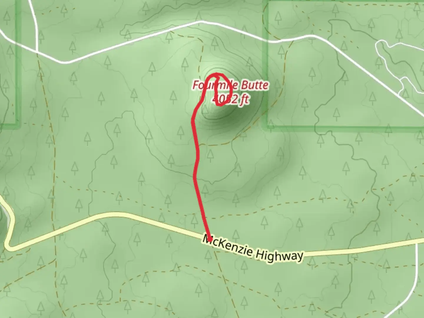 An image depicting the trail Fourmile Butte and its surrounding area.