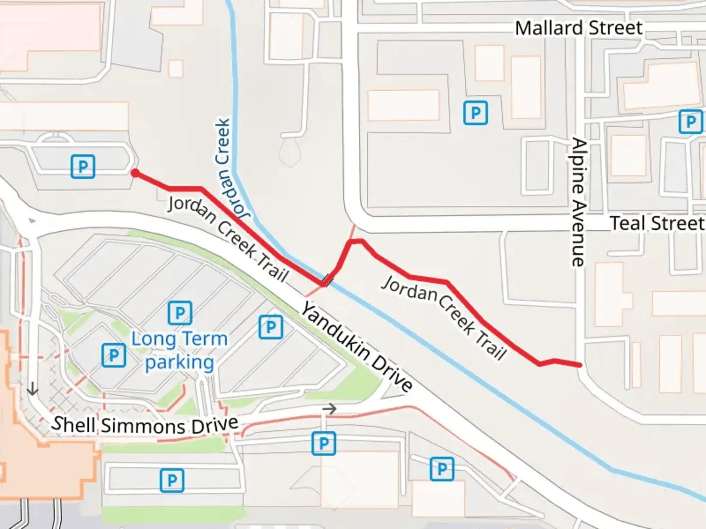 An image depicting the trail Jordan Creek and its surrounding area.