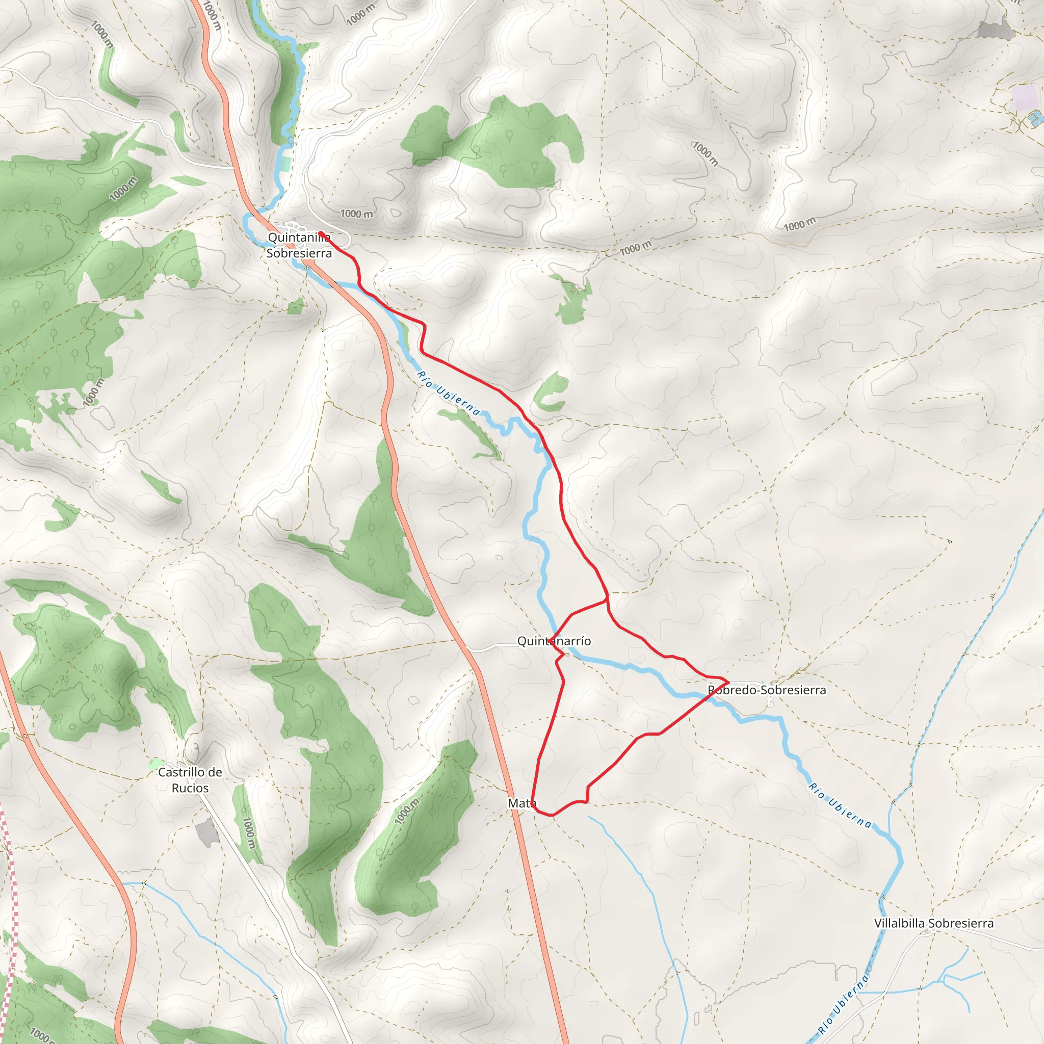 Path of Robredo, Mata and Quintanarrío PR BU 208 mobile static map