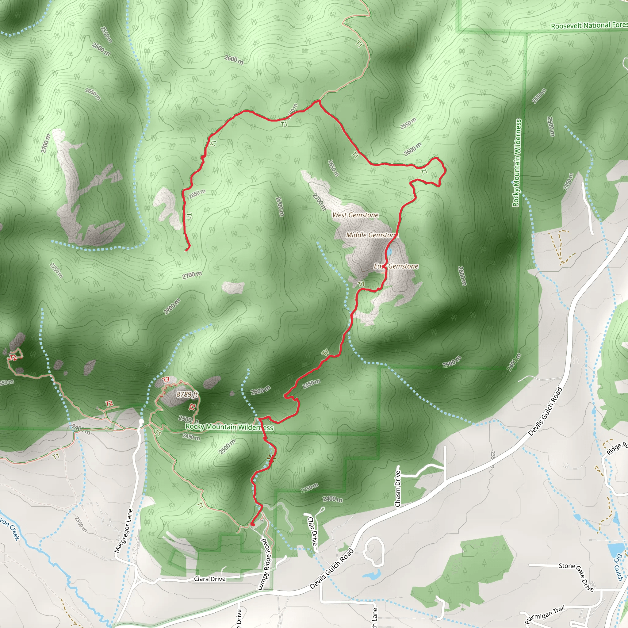 Balanced Rock via Gem Lake Trail mobile static map