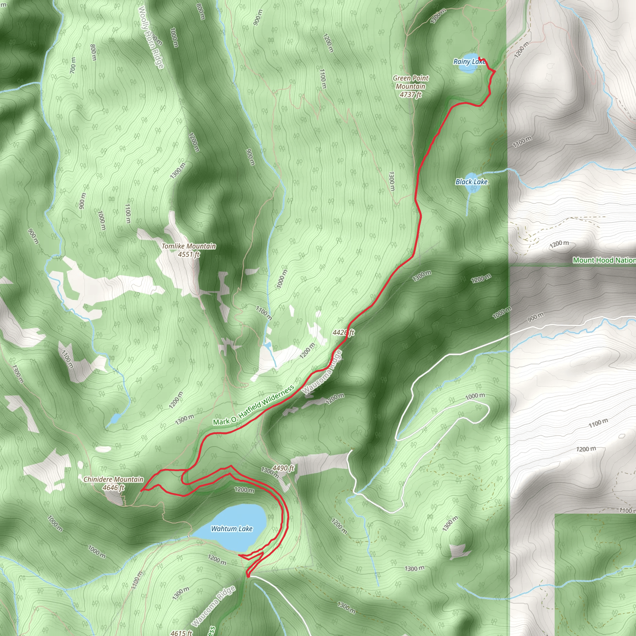 Rainy Lake, Wahtum Lake and PCT mobile static map