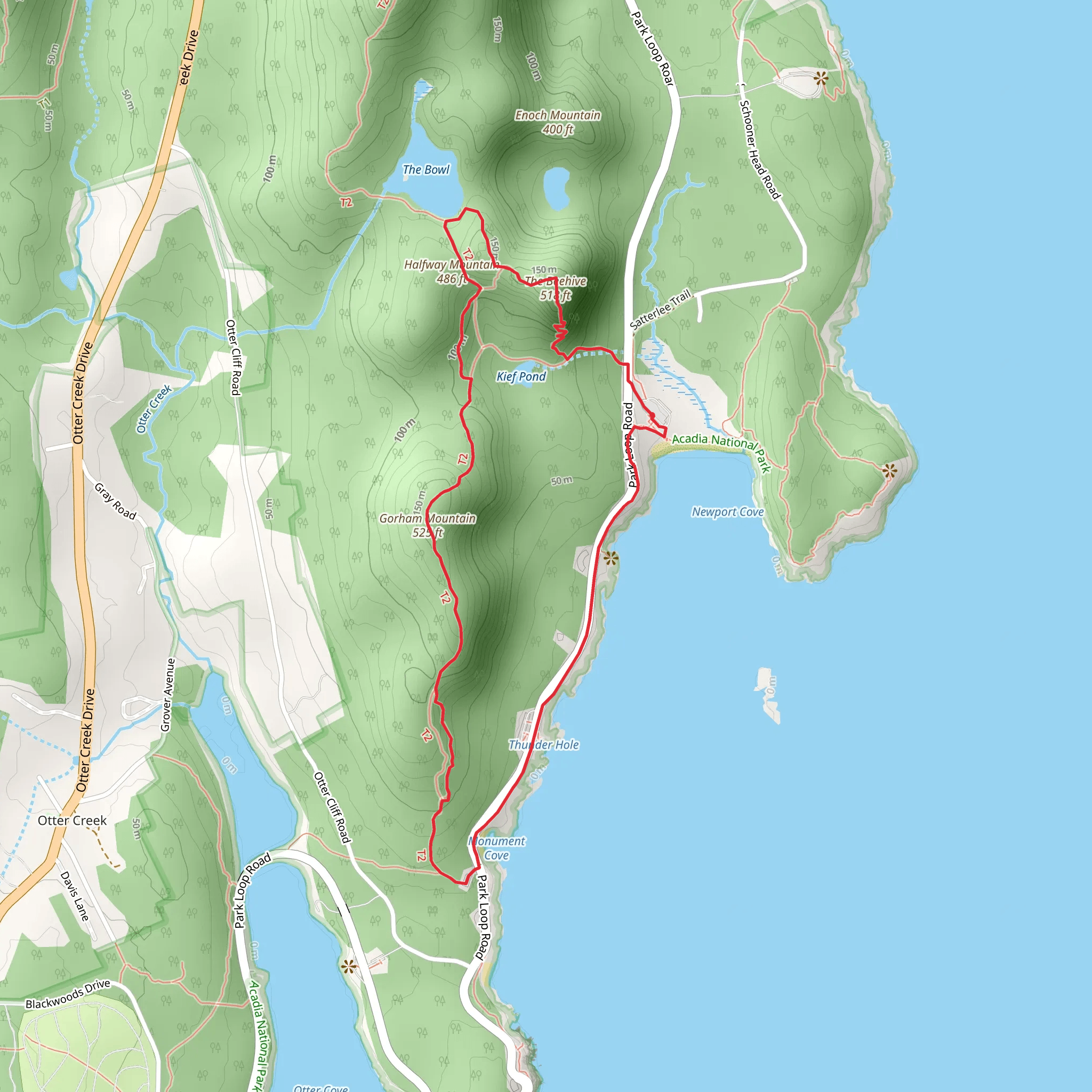 Halfway Mountain, The Beehive and Gorham Mountain Loop mobile static map