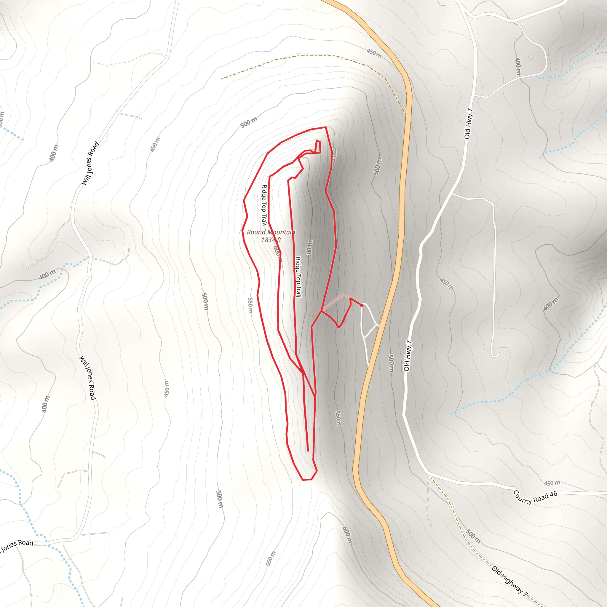Round Mountain - Ridge Top Trail mobile static map