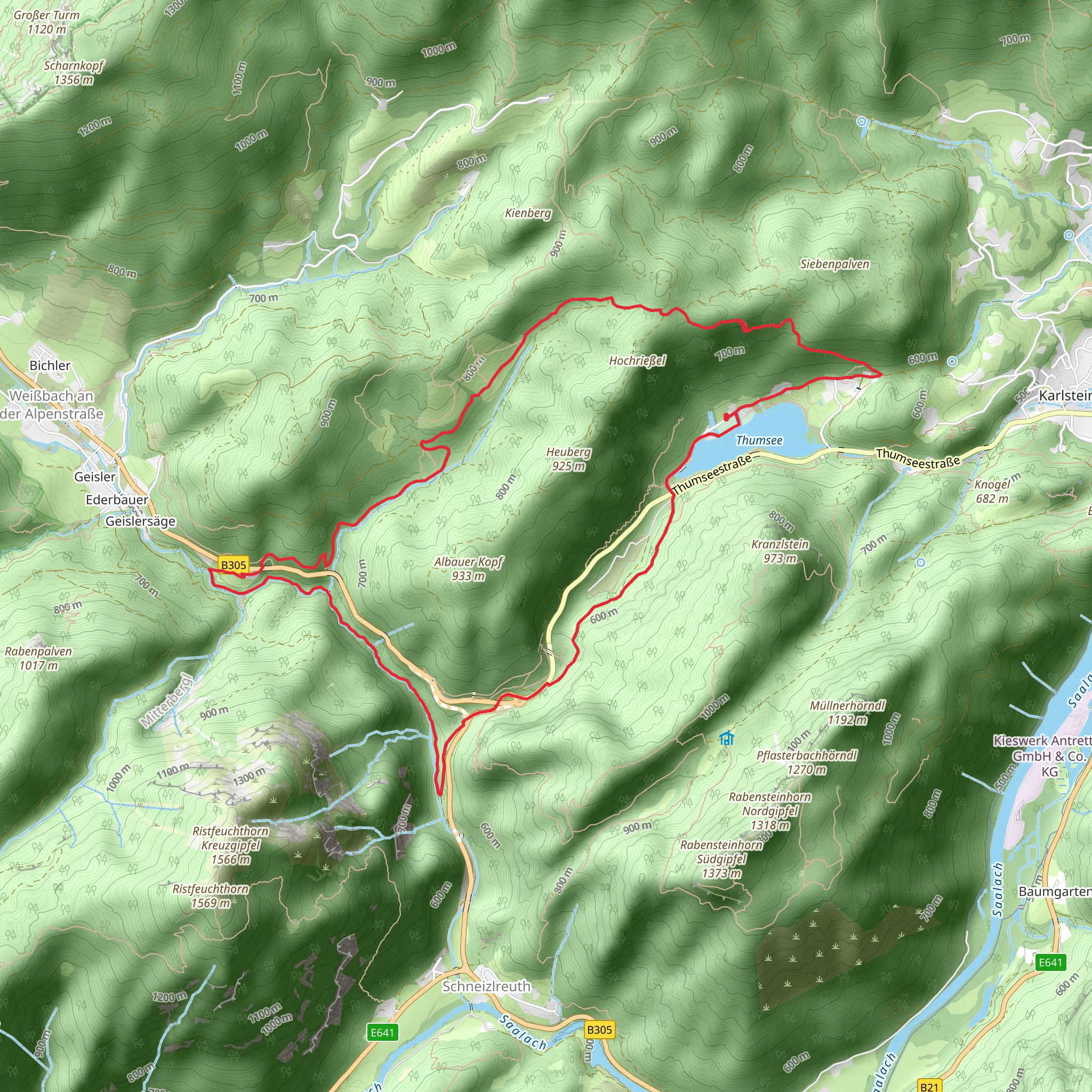 Thumsee, and Kreutzerhof via Hoellenbachweg mobile static map