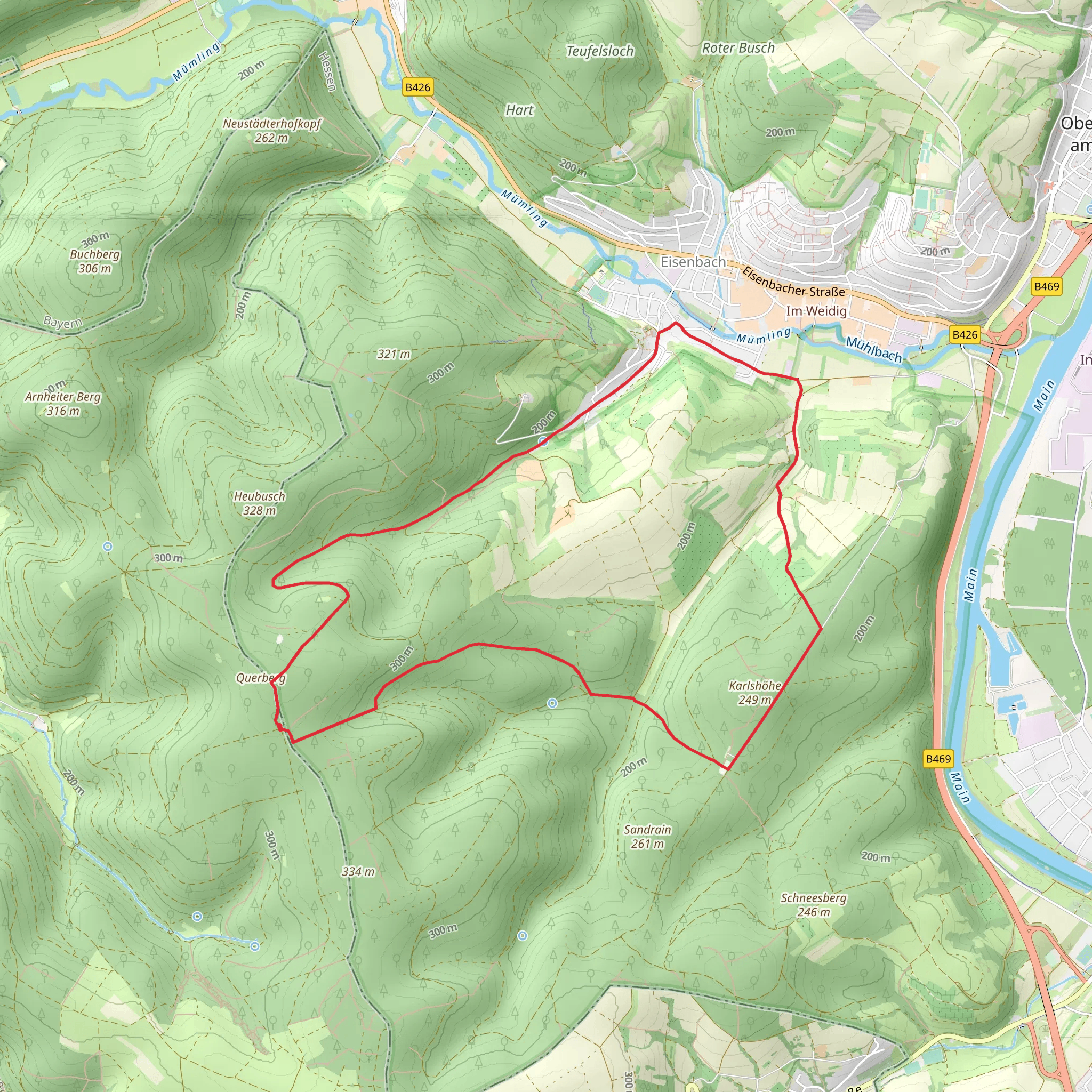 Malchen Obernburg and Josefweg mobile static map