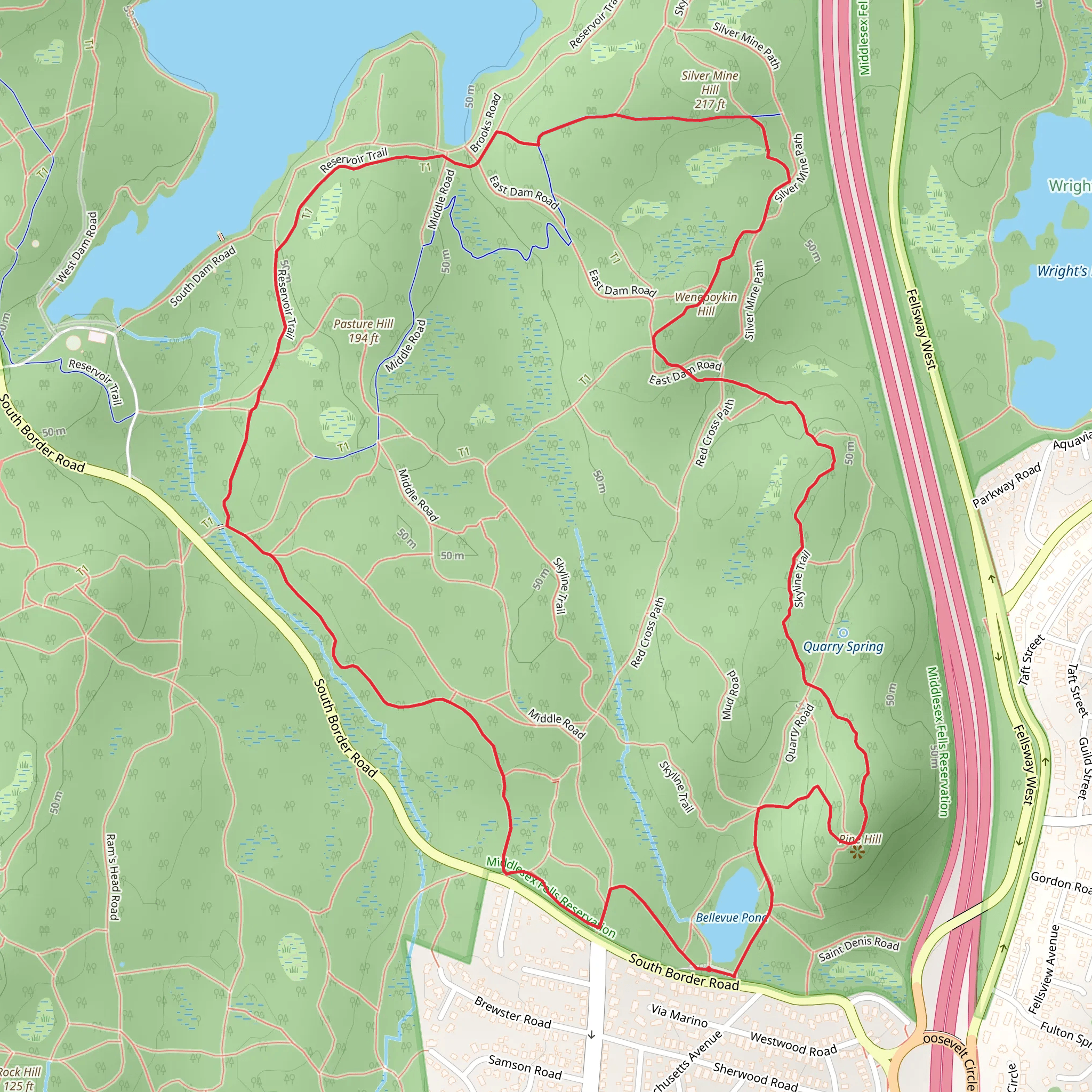 Pine Hill, Silver Mine Hill and Pasture Hill via Skyline Trail mobile static map