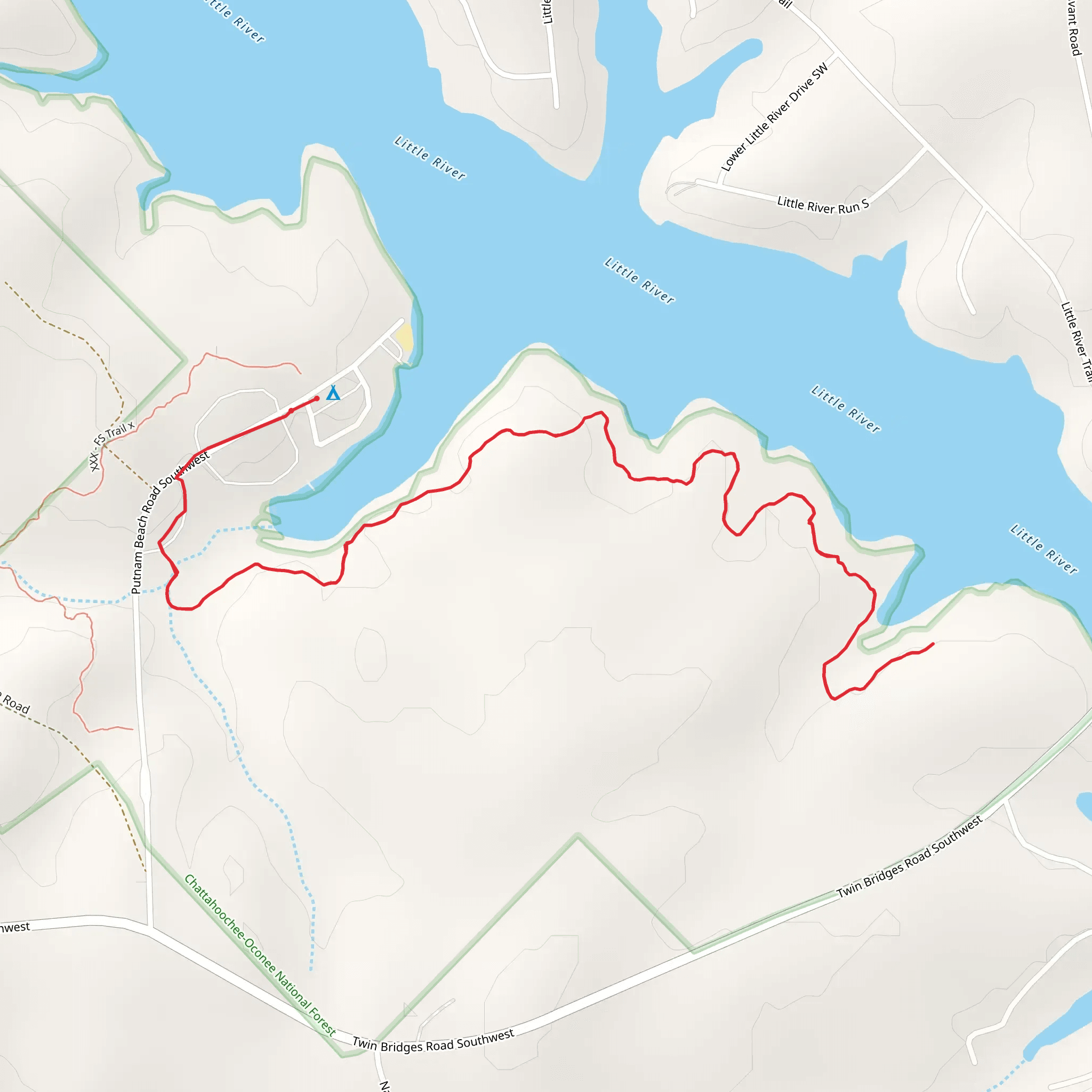 Twin Bridges Trail Out and Back mobile static map